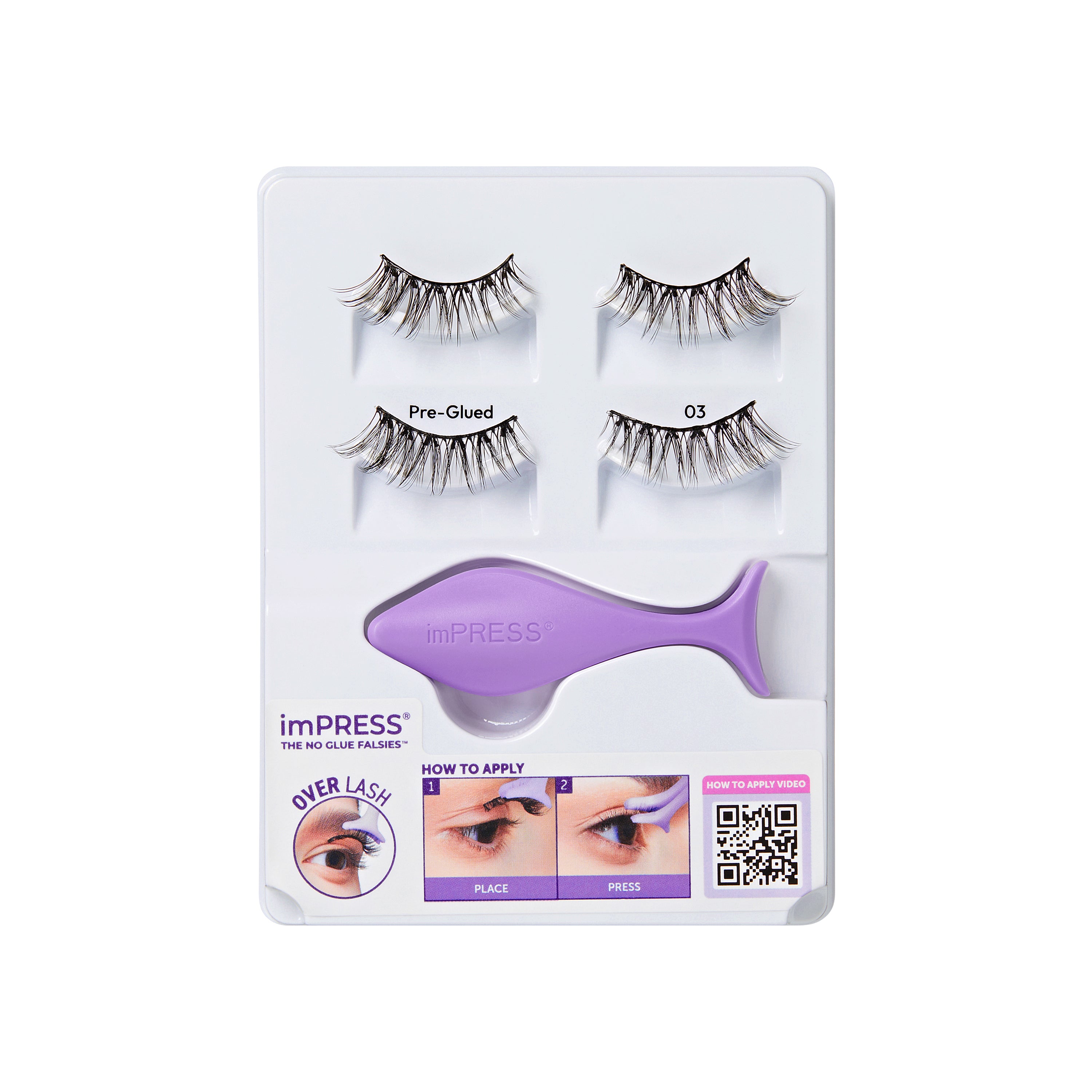 KISS imPRESS Pre-Glued Strip Lashes Kit, Classic Wispy, 2 Pair Self Adhesive Eyelashes