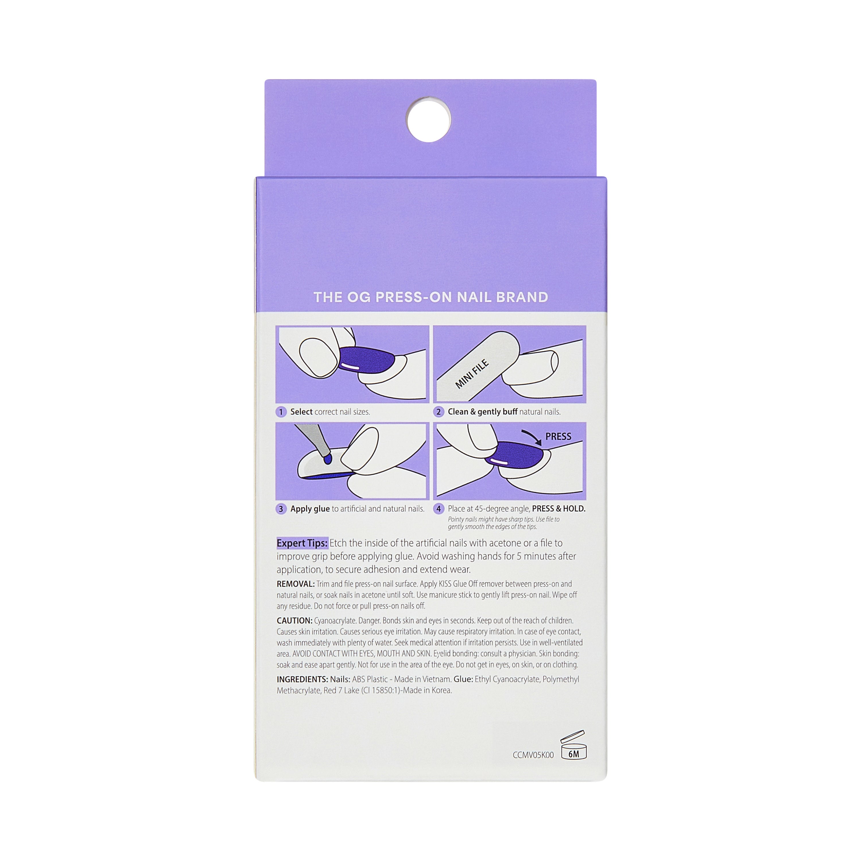 KISS CORE Color Press On Nails Almond, ‘Pinot Noir’, Burgandy, Medium, 32 Count