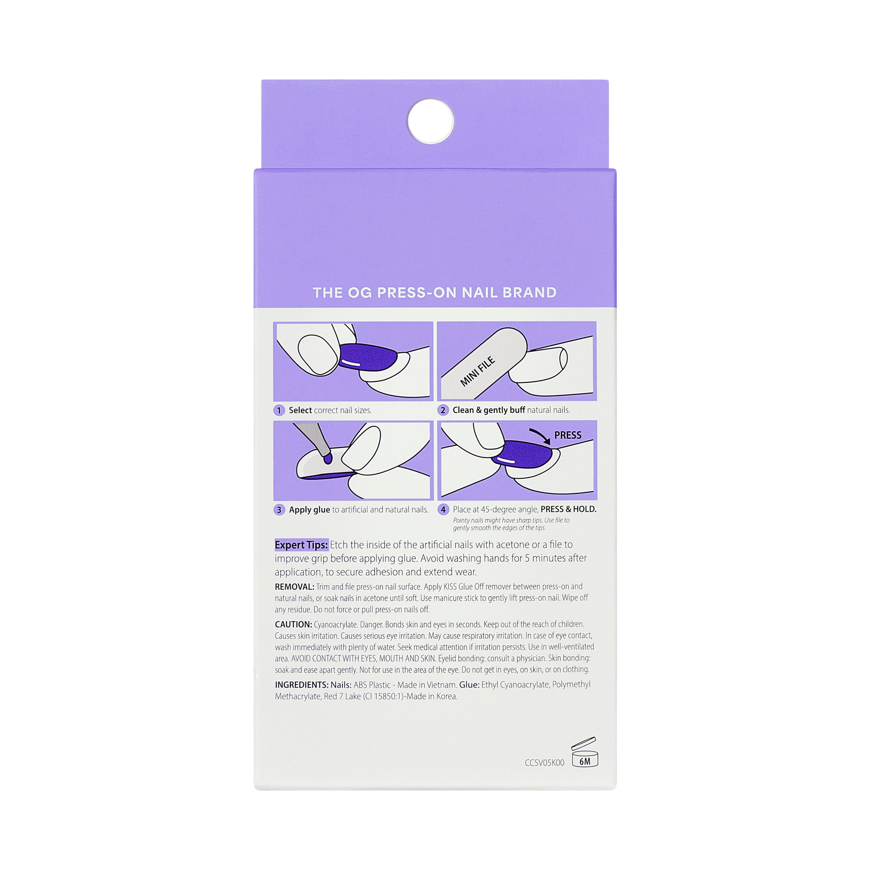 KISS CORE Color Press On Nails Almond, ‘Flee’, Blue, Short Length, 32 Count