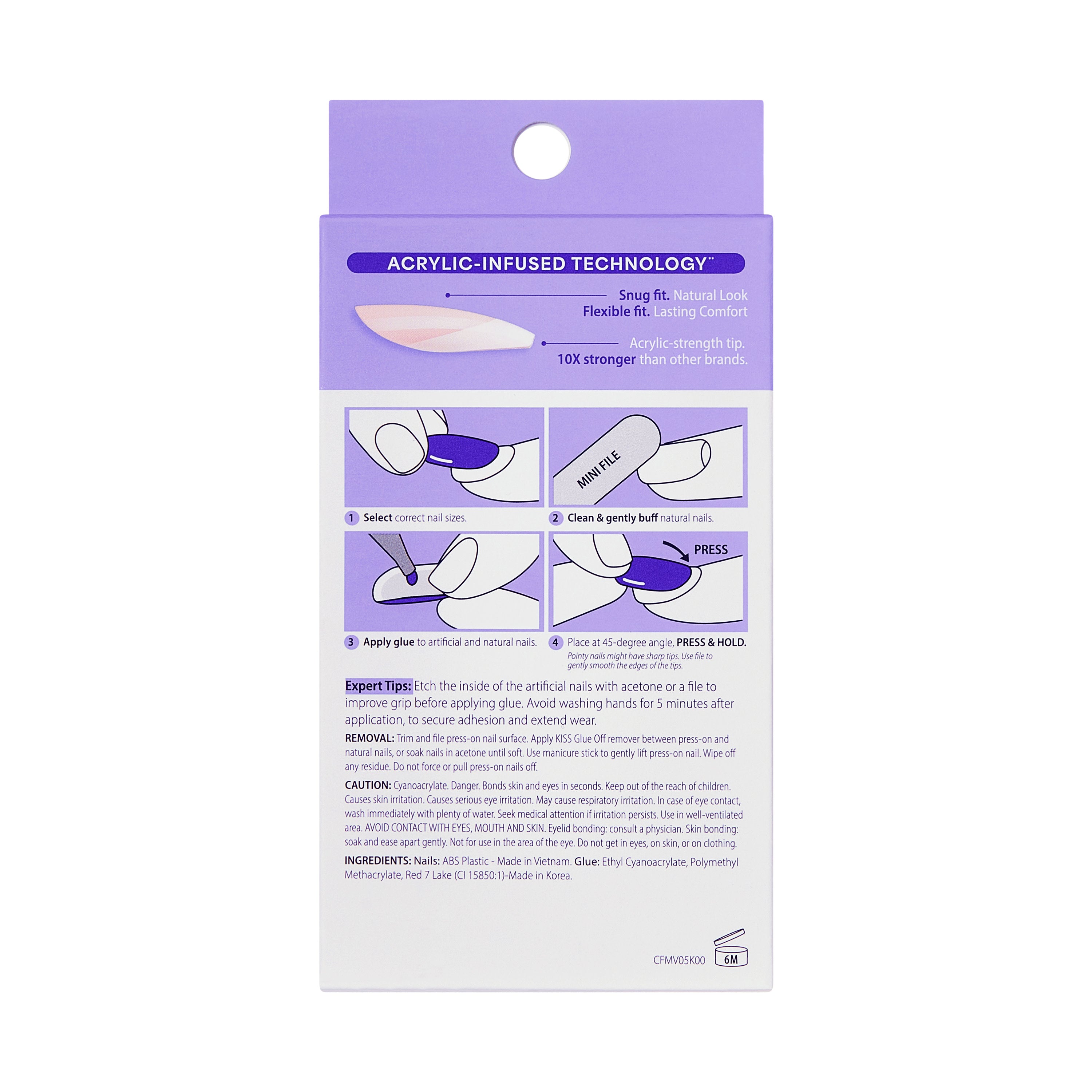 KISS CORE French Tip Press On Nails, ‘Reunion’, White, Medium Coffin, 32 Count