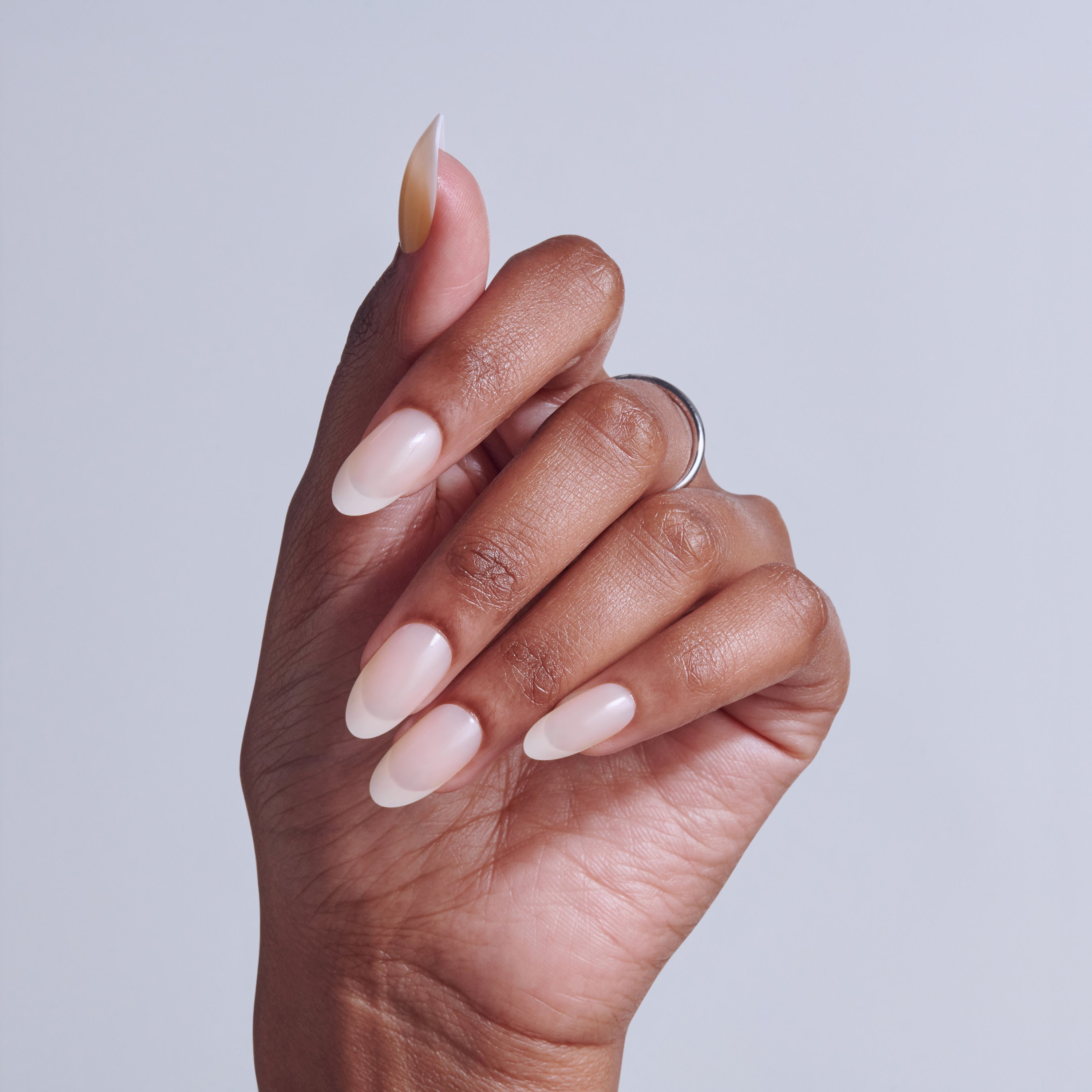 KISS CORE French Tip Press On Nails Almond, ‘Burble’, White, Medium Length, 32 Count