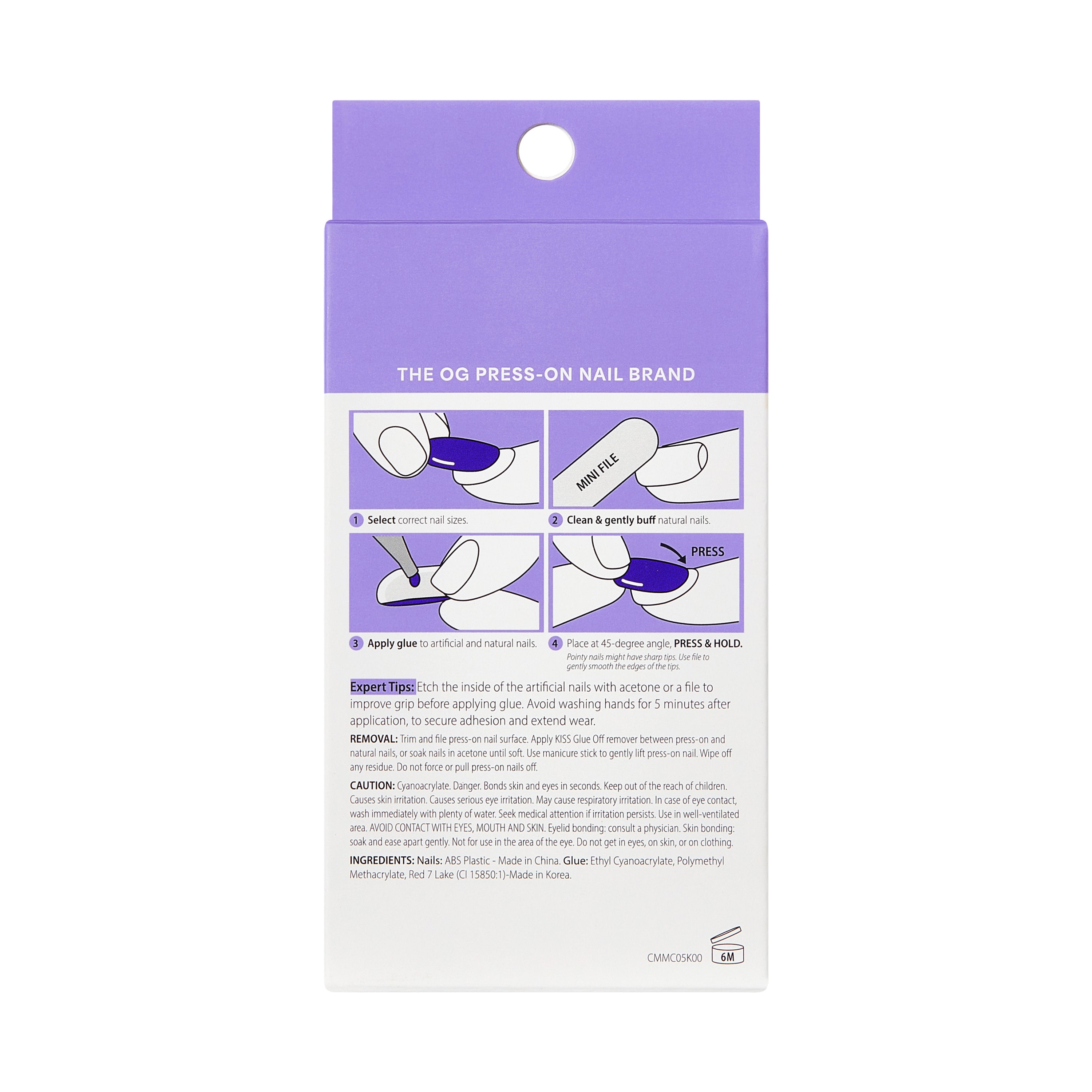 KISS CORE Magnetic Press On Nails Almond, ‘Apple Blossom’, Red, Medium Length, 32 Count