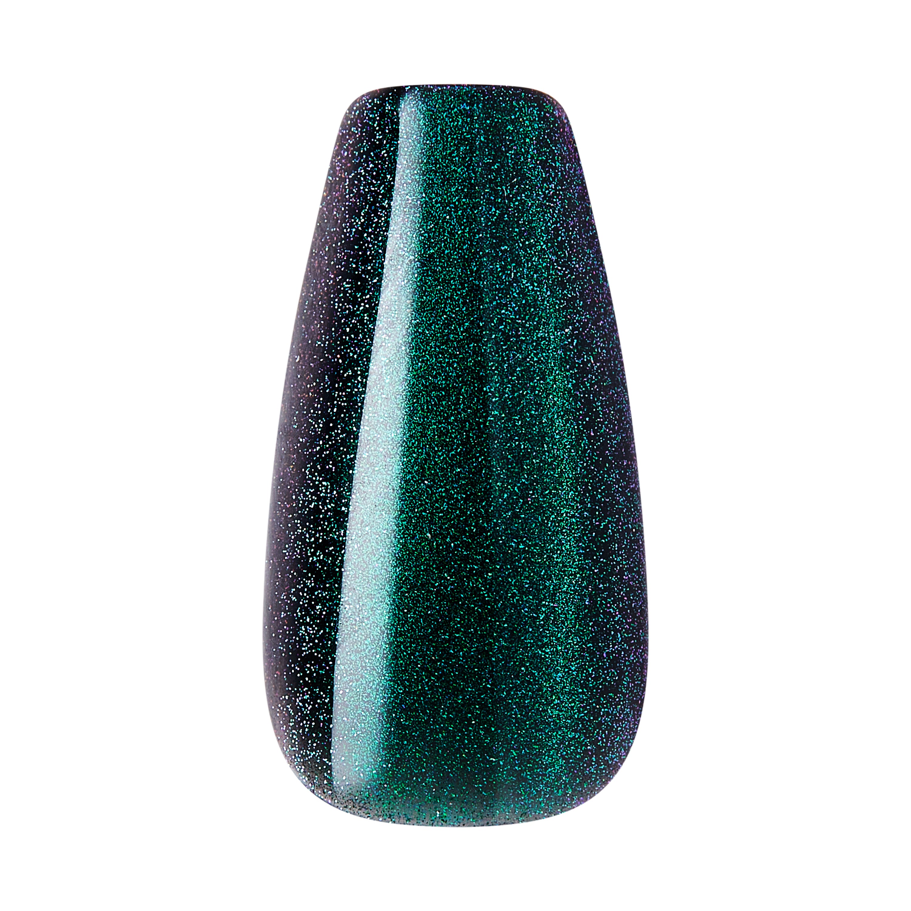 KISS CORE Magnetic Press On Nails, ‘Shimmering’, Green, Medium Coffin, 32 Count