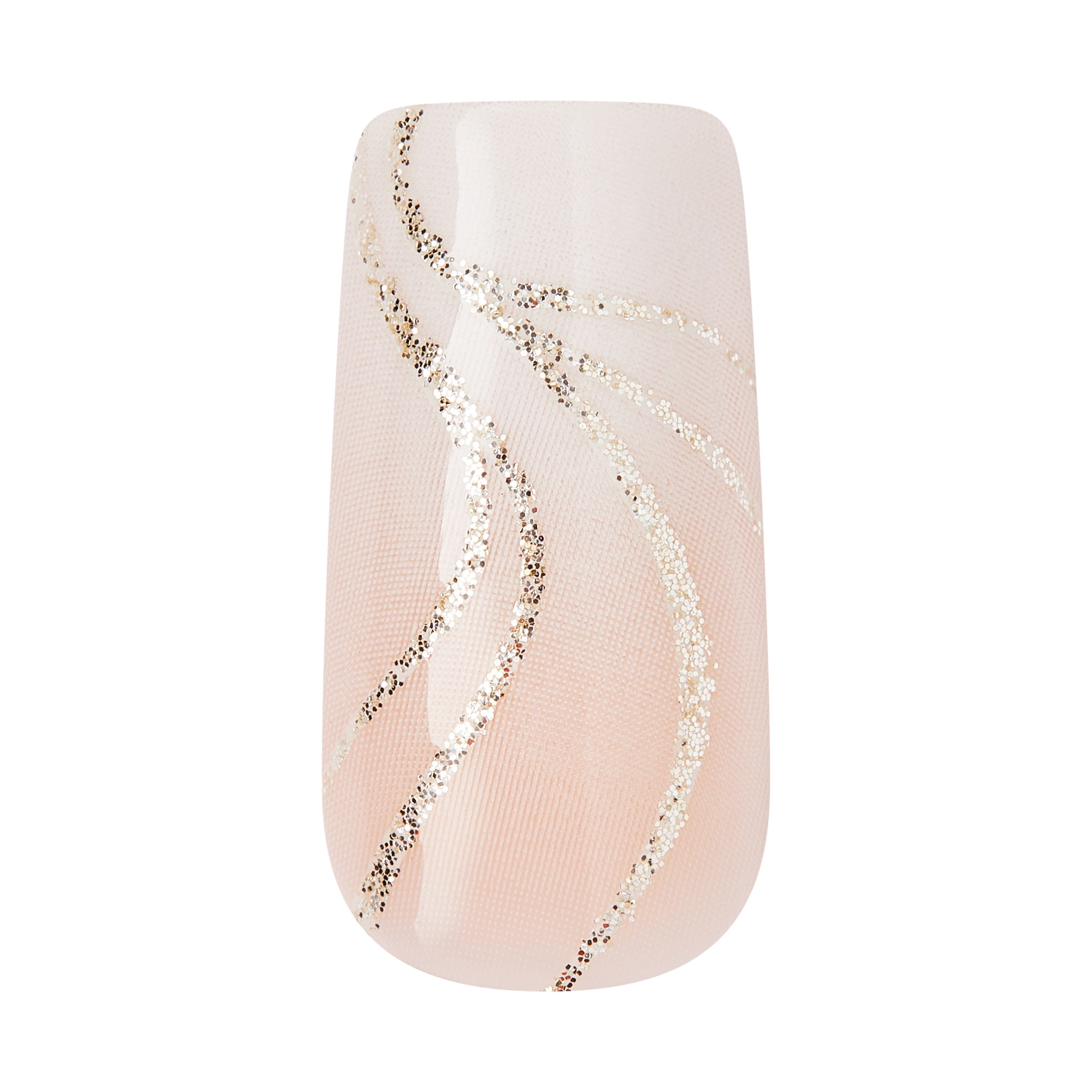 KISS GLAM 3D & Jeweled Press On Nails , ‘Wrapped in Beauty’, Neutral, Long Square, 32 Count