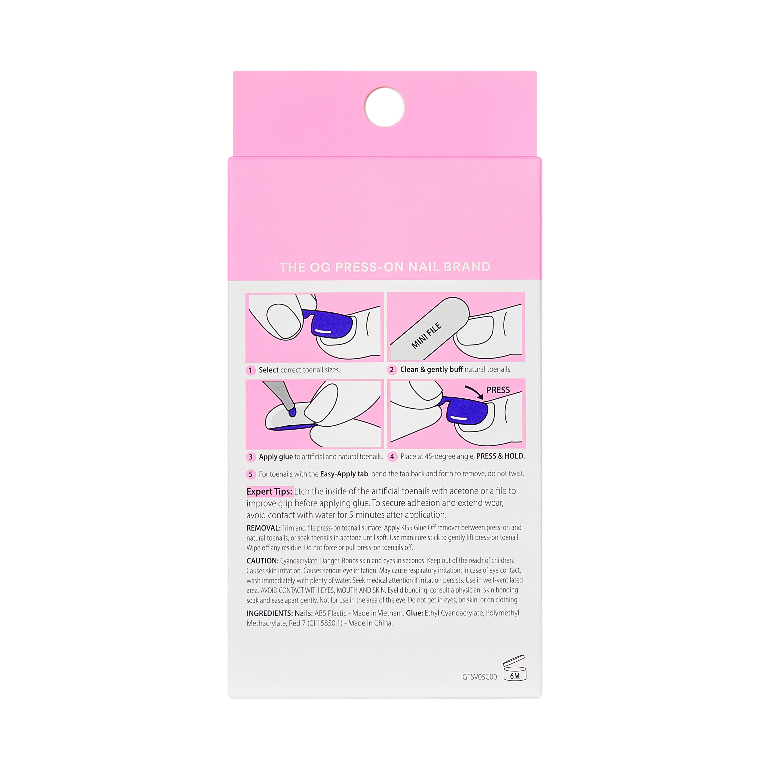 KISS GLAM Press On Toenails, ‘Twinkle Toes’, White, 26 Count