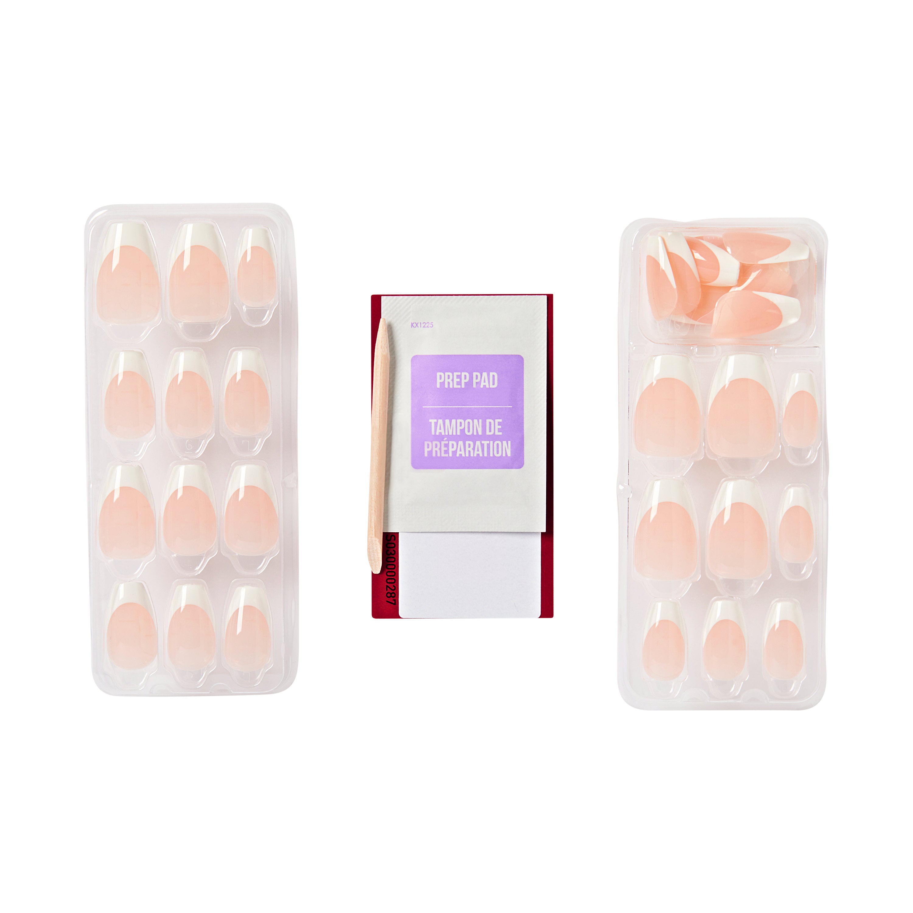 imPRESS Classic French Press On Nails, No Glue Needed, White Tips, Medium Coffin, 30 Ct.