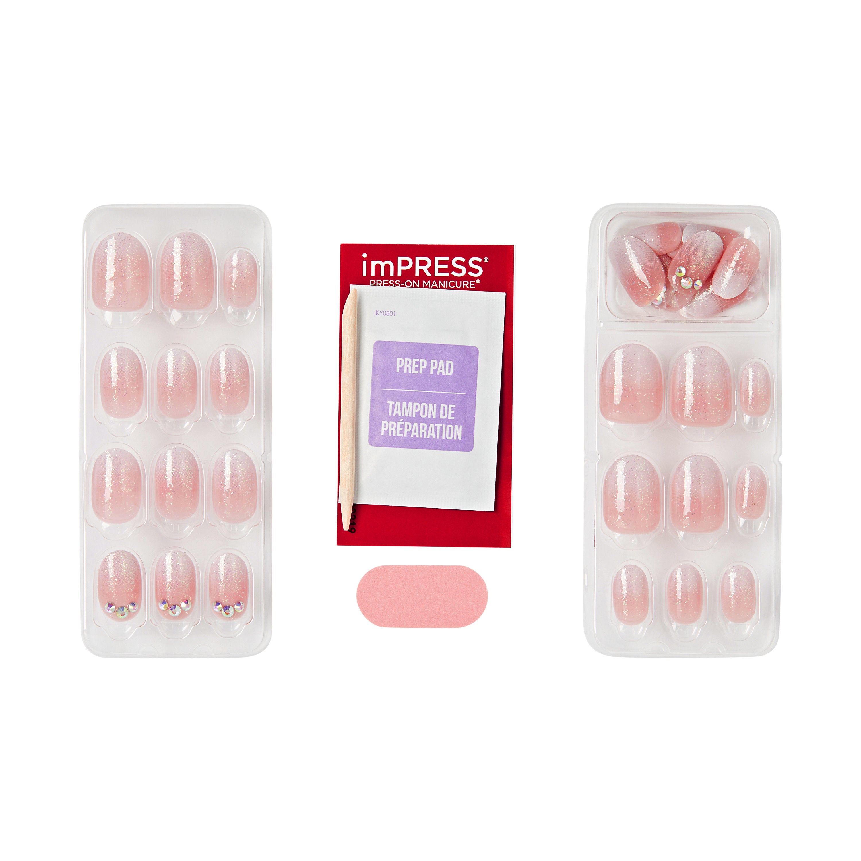 KISS imPRESS Press On Nails, ‘Even Better’, Pink, Short Oval, 30 Count