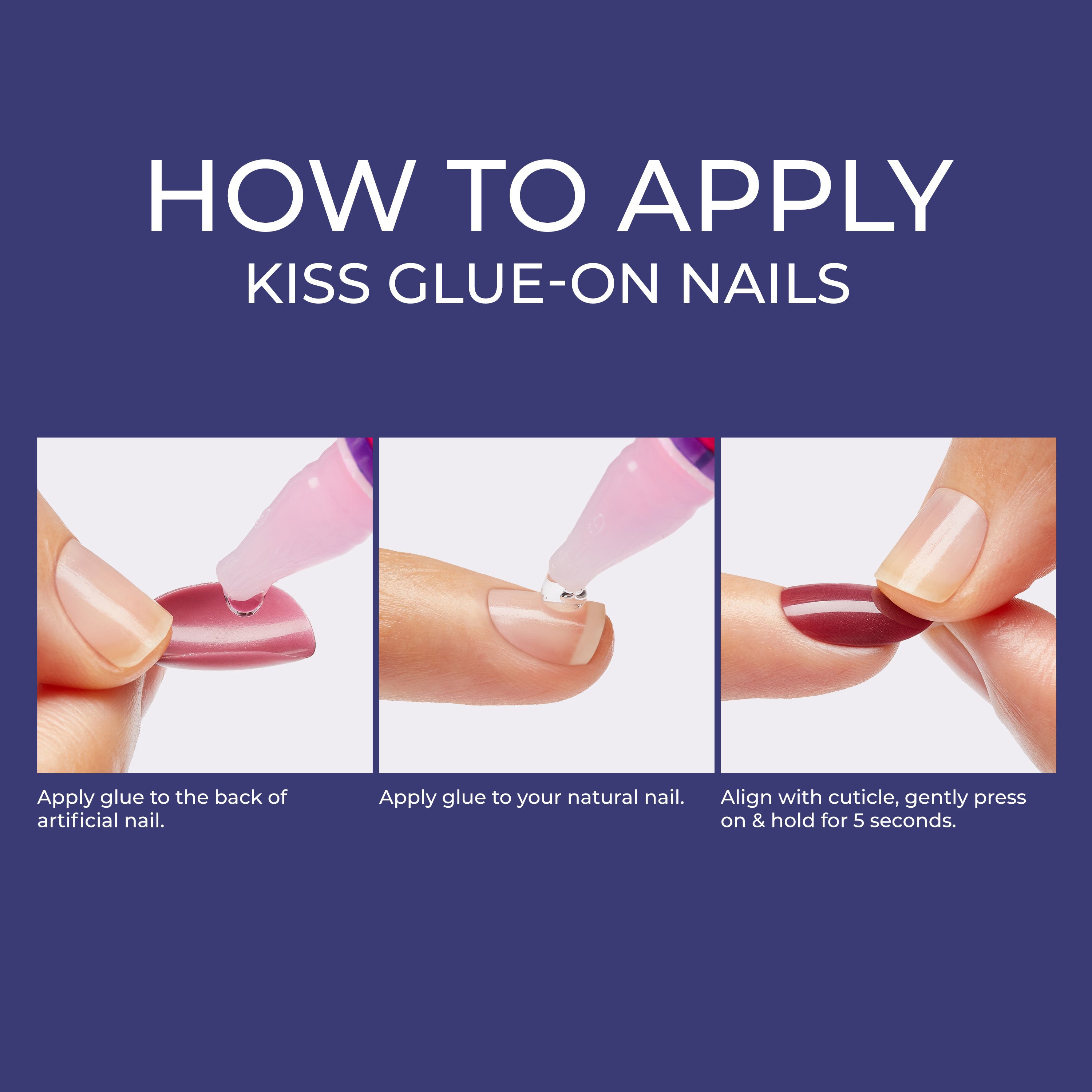 KISS Gel Fantasy Magnetic Press On Nails, Wine Color, Medium Almond, 28 Count