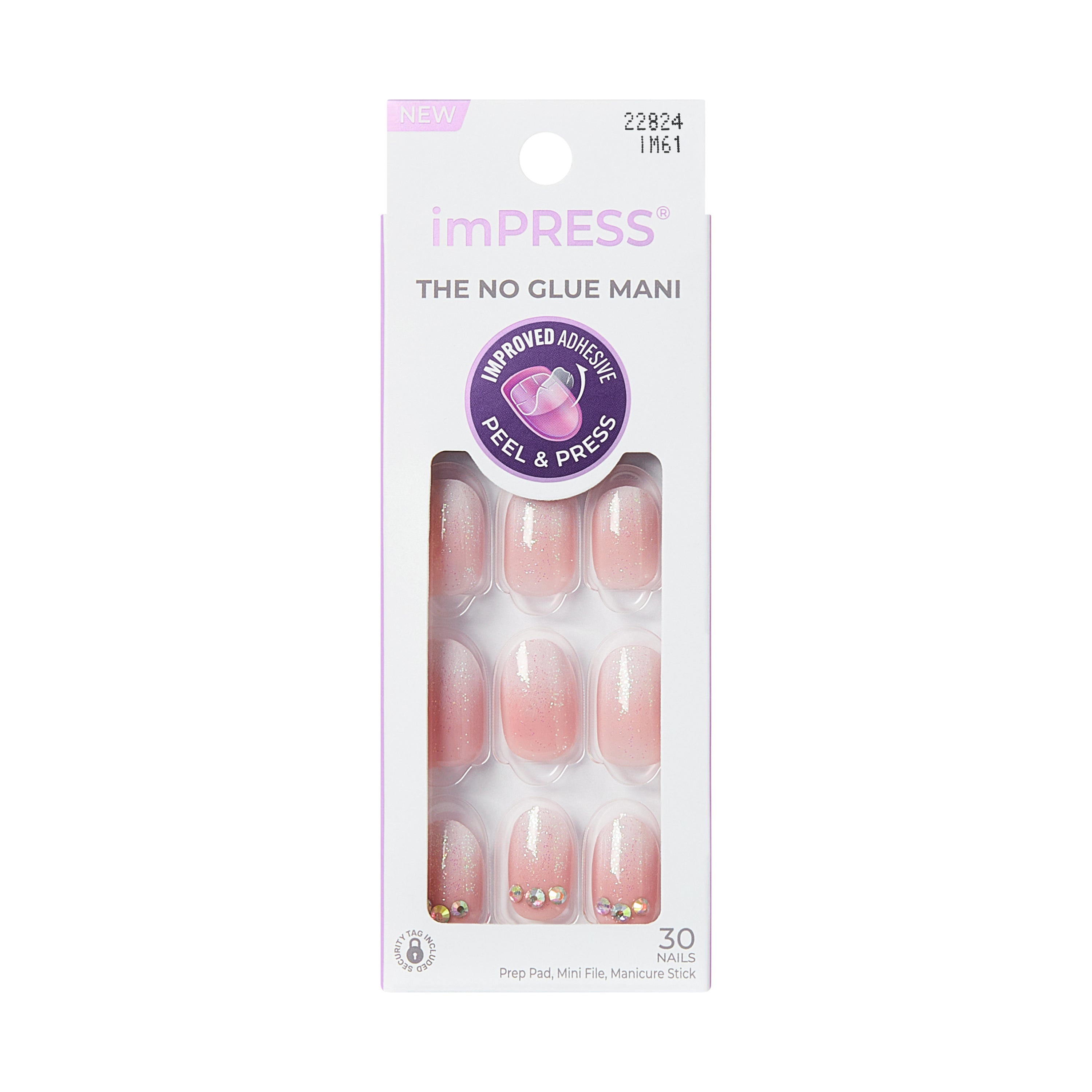 KISS imPRESS Press On Nails, ‘Even Better’, Pink, Short Oval, 30 Count