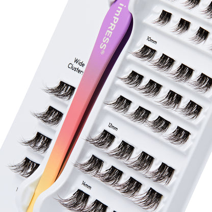 KISS imPRESS Pre-Glued Lash Clusters Kit, Classic Wispy, 36 Self Adhesive Eyelashes
