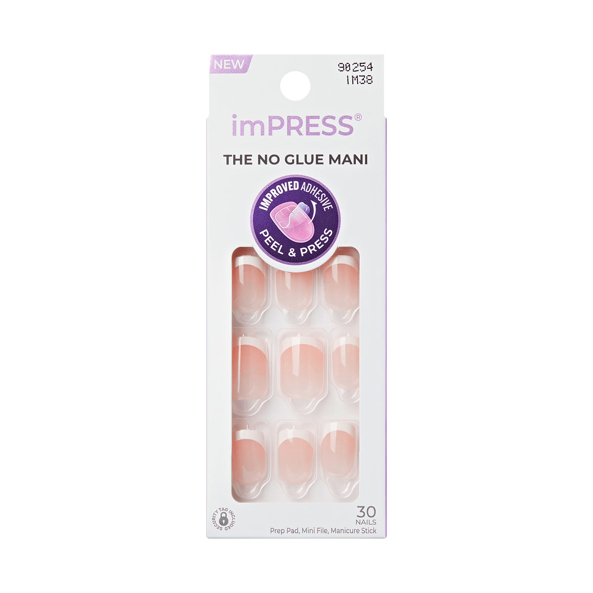 KISS imPRESS French Tip Press On Nails, ‘Chic French ‘, White, Short Squoval, 30 Count