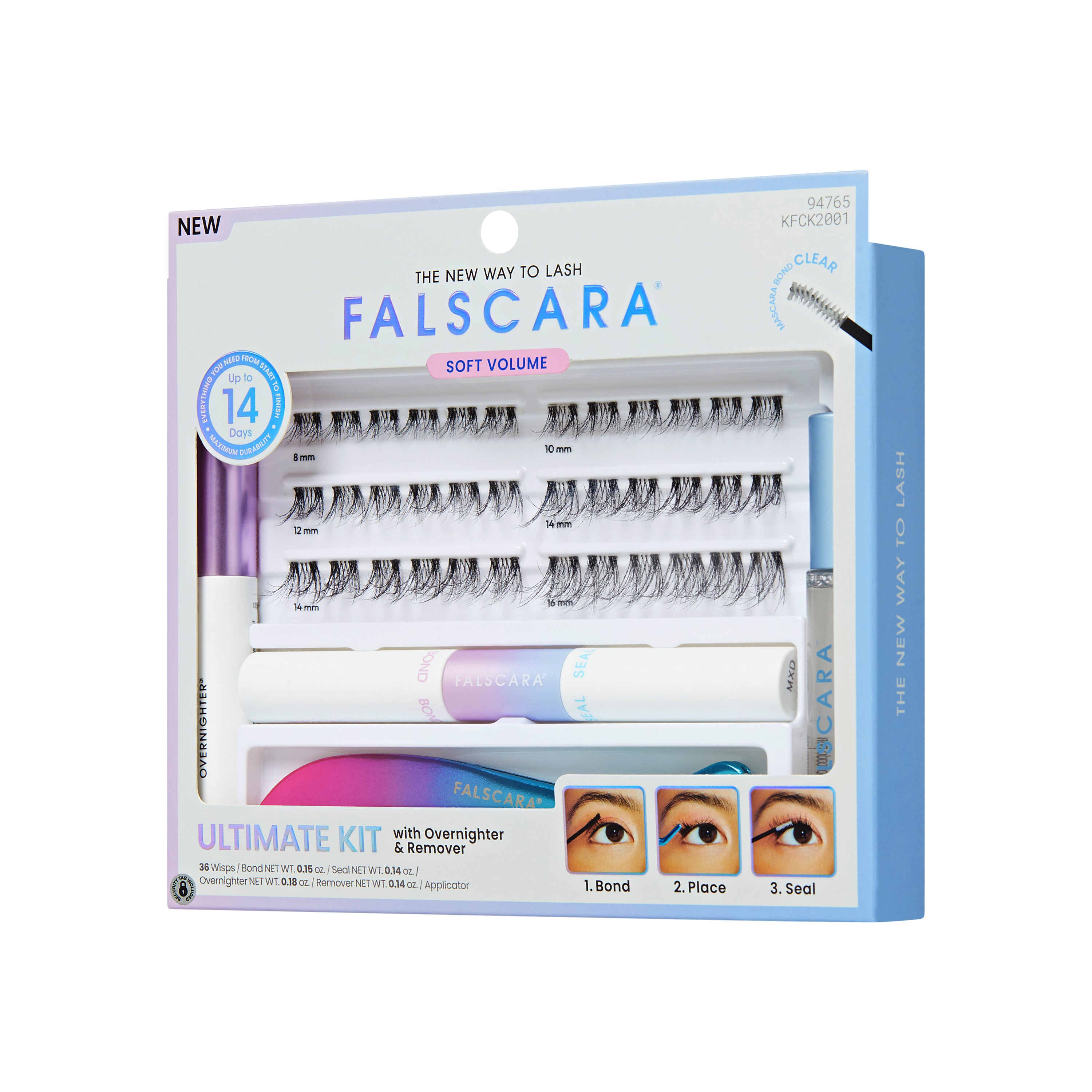 KISS FALSCARA False Eyelashes Ultimate Lash Extension Kit, Classic Wispy, 36 Lash Clusters