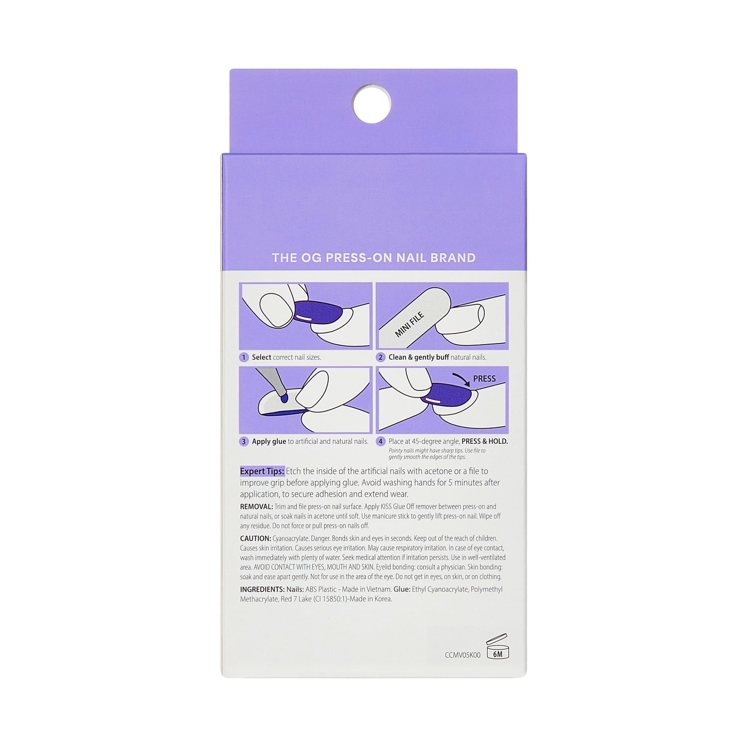 KISS CORE Color Press On Nails Almond, ‘Pinot Noir’, Burgandy, Medium, 32 Count