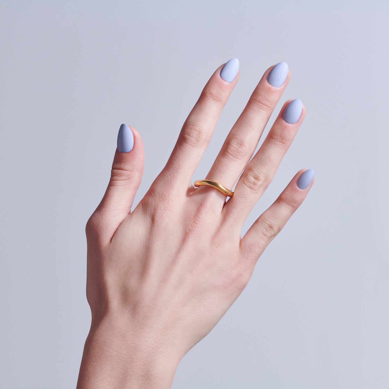 KISS CORE Color Press On Nails Almond, ‘Flee’, Blue, Short Length, 32 Count