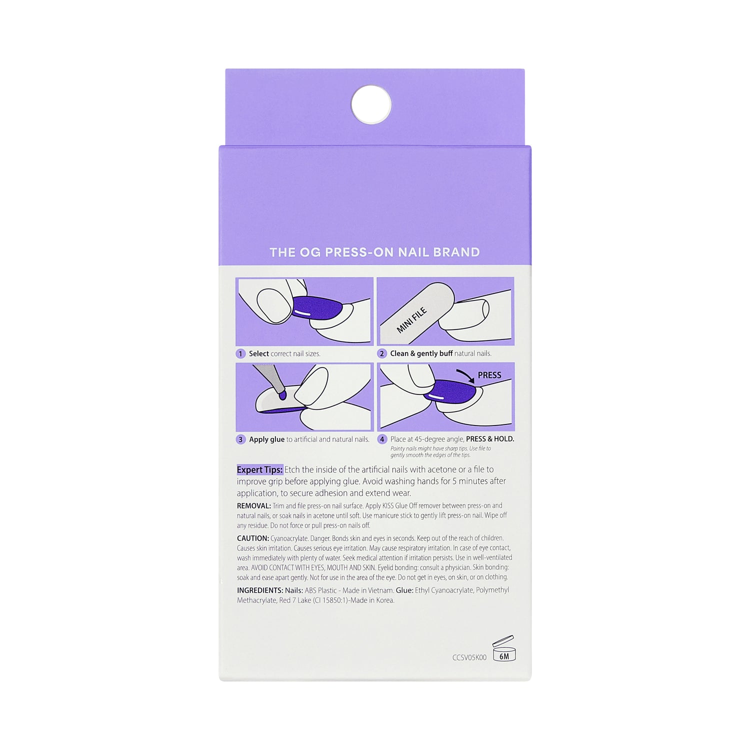 KISS CORE Color Press On Nails Almond, ‘Flee’, Blue, Short Length, 32 Count