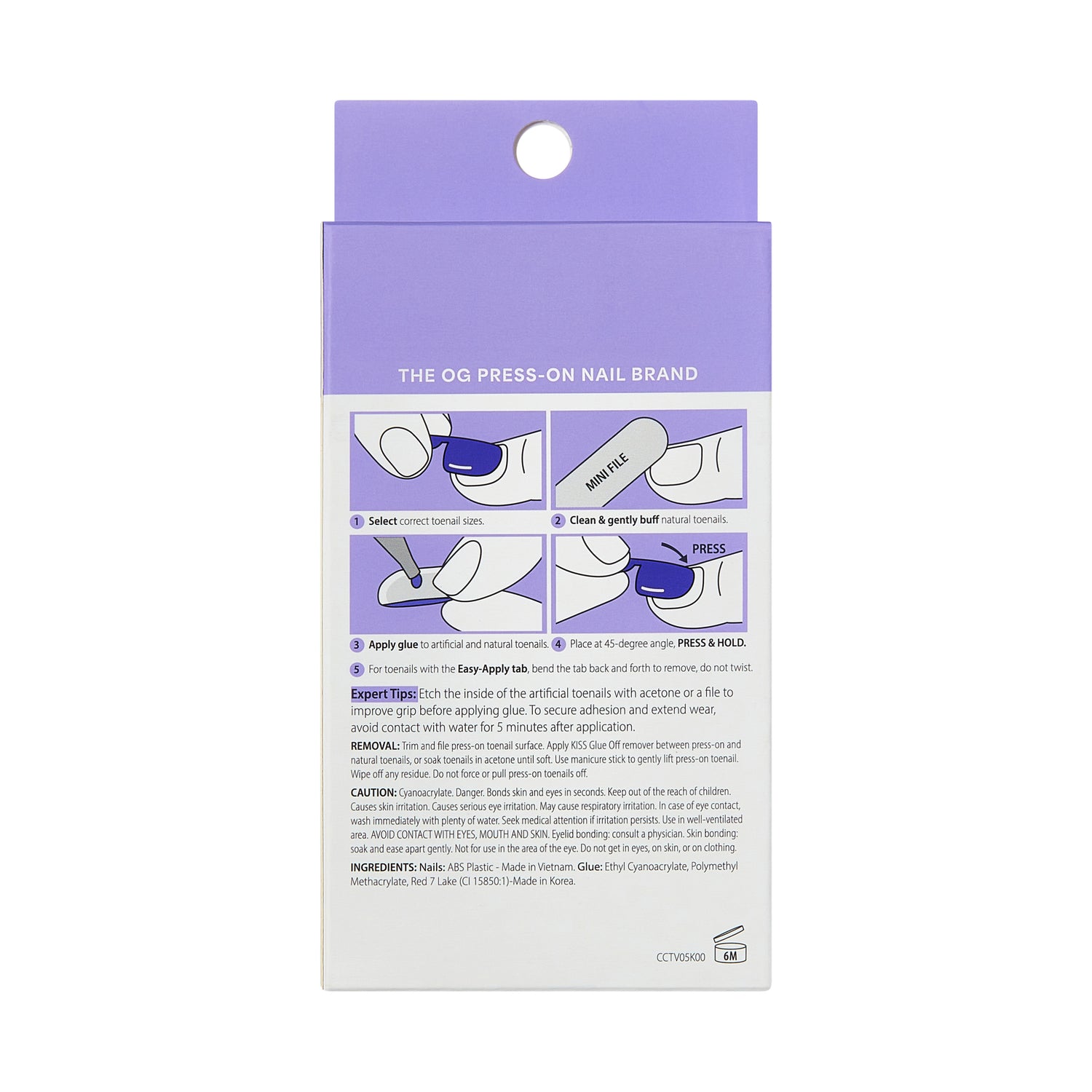 KISS CORE Color Press On Toenails, ‘Toe-tally Yours’, White, 26 Count