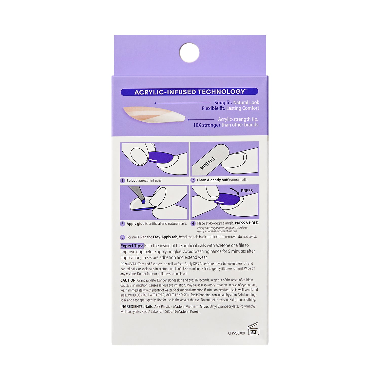 KISS CORE French Tip Press On Nails, ‘Perfection’, White, Petite Squoval, 32 Count