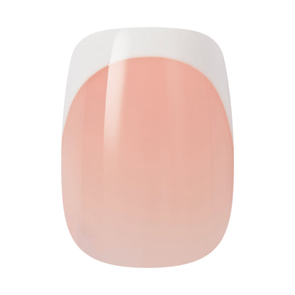 KISS CORE French Tip Press On Nails, ‘Snapshot’, White, Short Squoval, 32 Count
