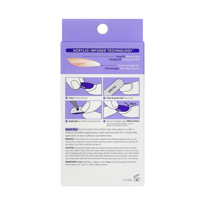 KISS CORE French Tip Press On Nails Almond, ‘Passionate’, White, Short Length, 32 Count