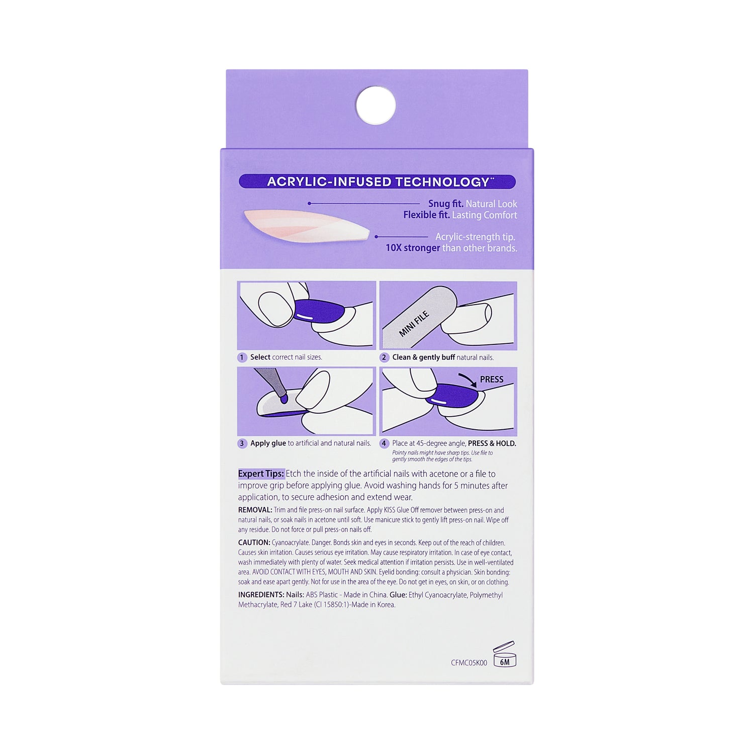 KISS CORE French Tip Press On Nails Almond, ‘Curiosity’, White, Medium Length, 32 Count