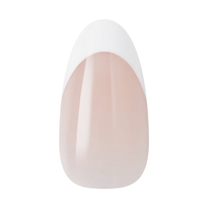 KISS CORE French Tip Press On Nails Almond, ‘Curiosity’, White, Medium Length, 32 Count