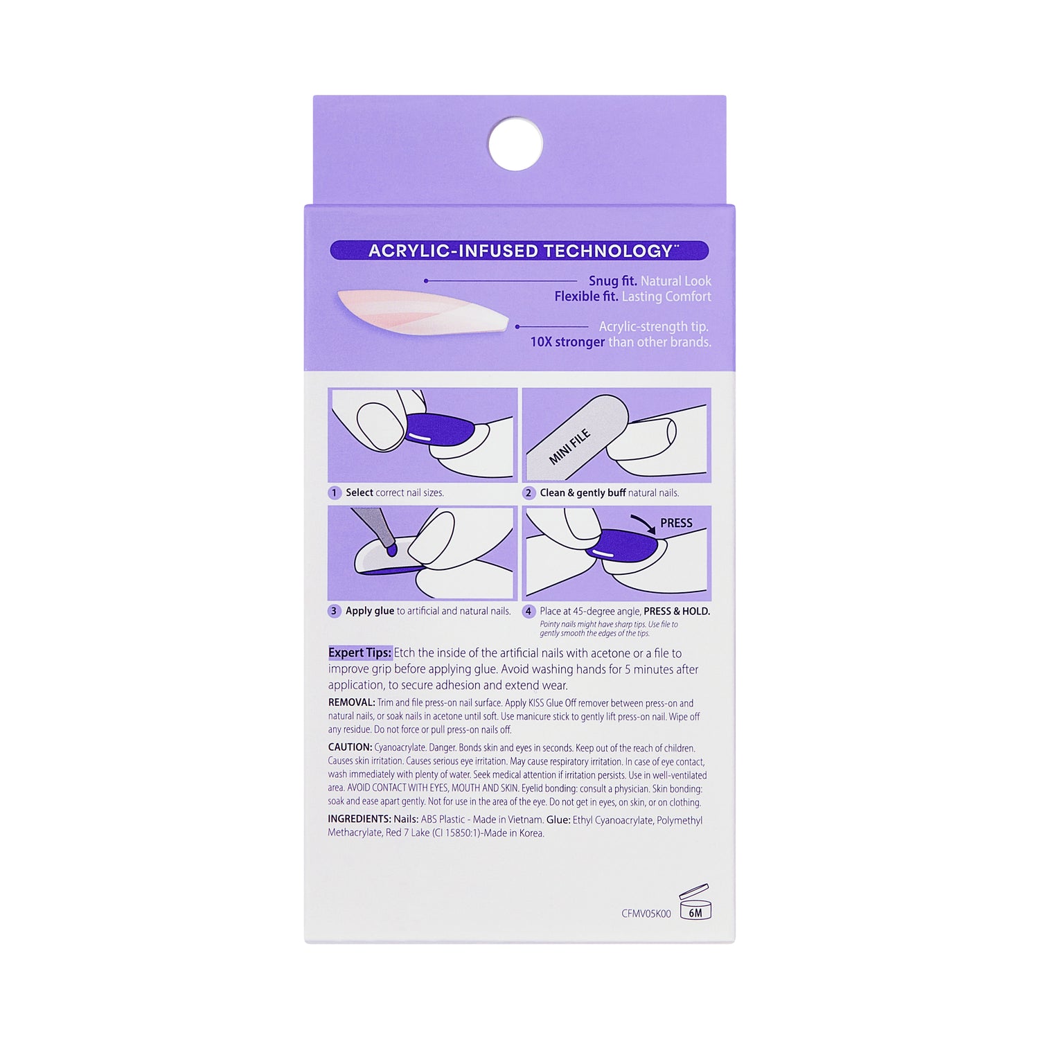 KISS CORE French Tip Press On Nails, ‘Reunion’, White, Medium Coffin, 32 Count