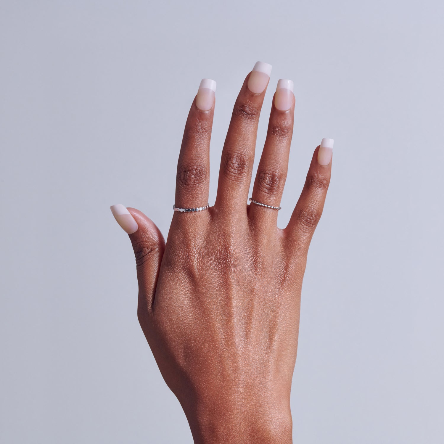 KISS CORE French Tip Press On Nails, ‘Scenario’, White, Medium Squoval, 32 Count