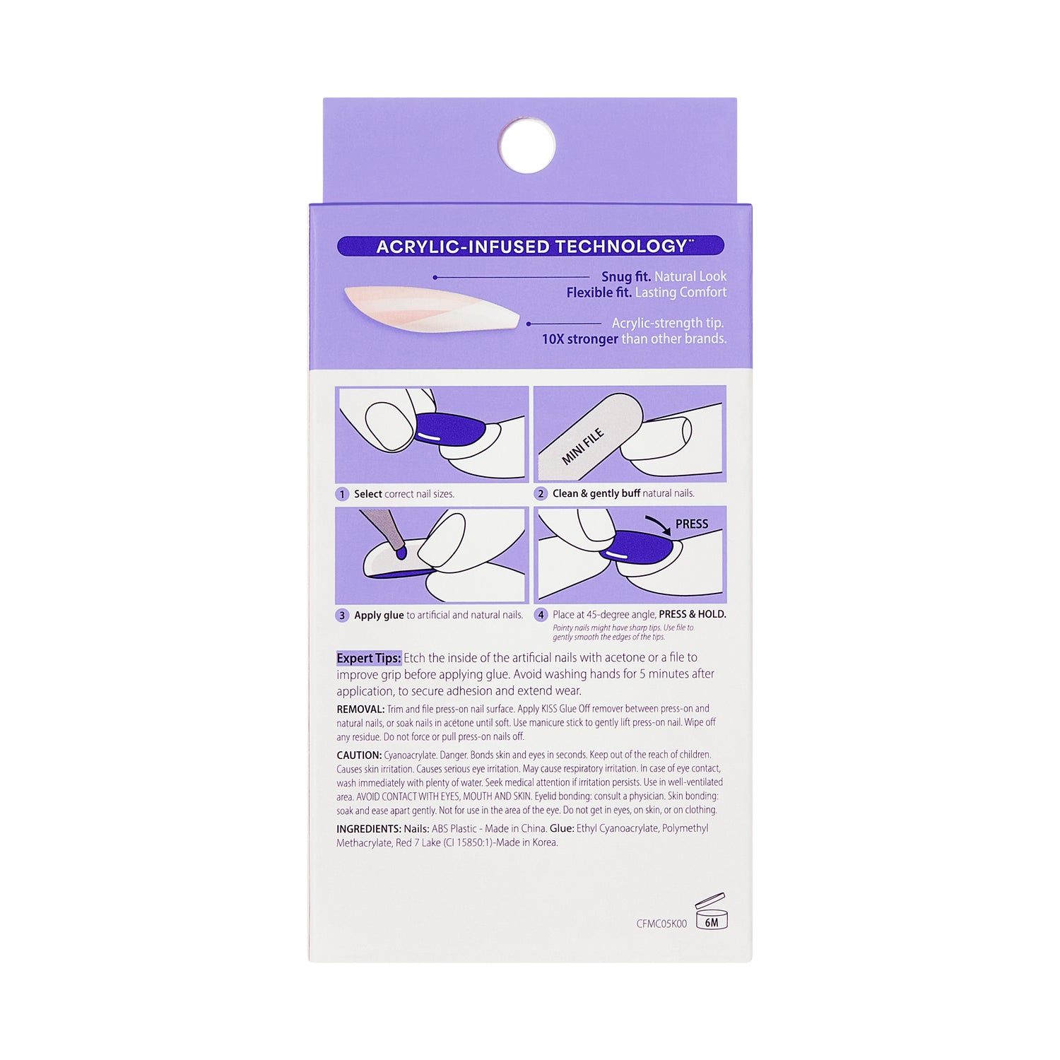 KISS CORE French Tip Press On Nails, ‘Scenario’, White, Medium Squoval, 32 Count