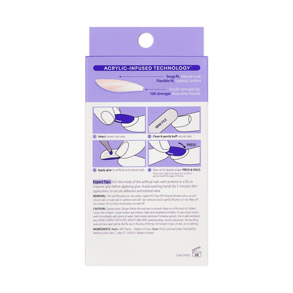 KISS CORE French Tip Press On Nails, ‘Scenario’, White, Medium Squoval, 32 Count