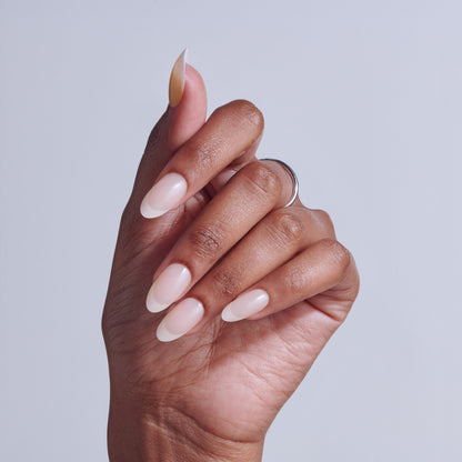 KISS CORE French Tip Press On Nails Almond, ‘Burble’, White, Medium Length, 32 Count