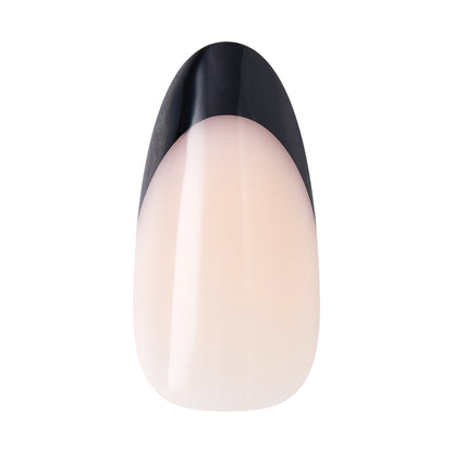 KISS CORE French Tip Press On Nails Almond, ‘Full of Fun’, Black, Medium, 32 Count