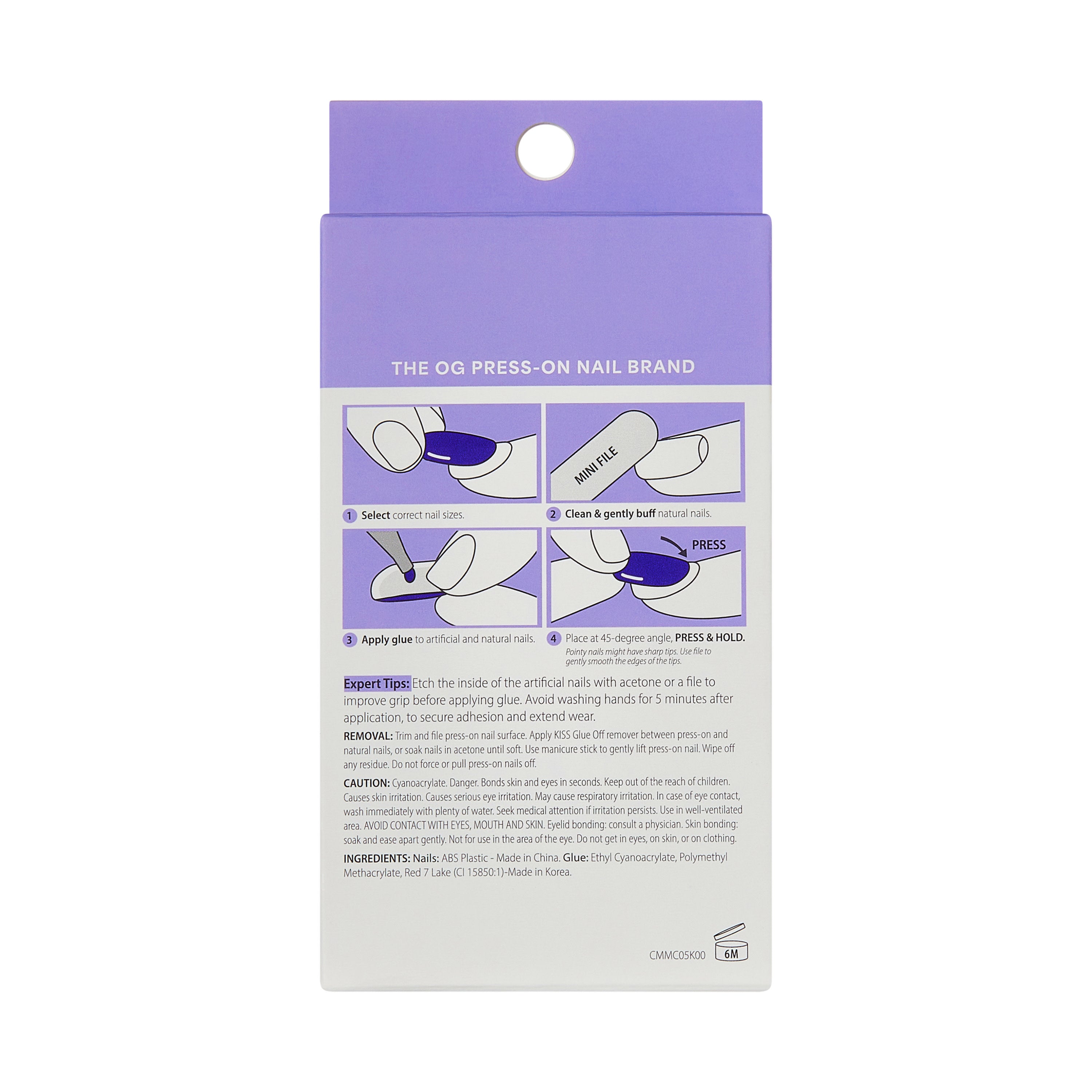 KISS CORE Magnetic Press On Nails Almond, ‘Patchouli’, Silver, Medium Length, 32 Count