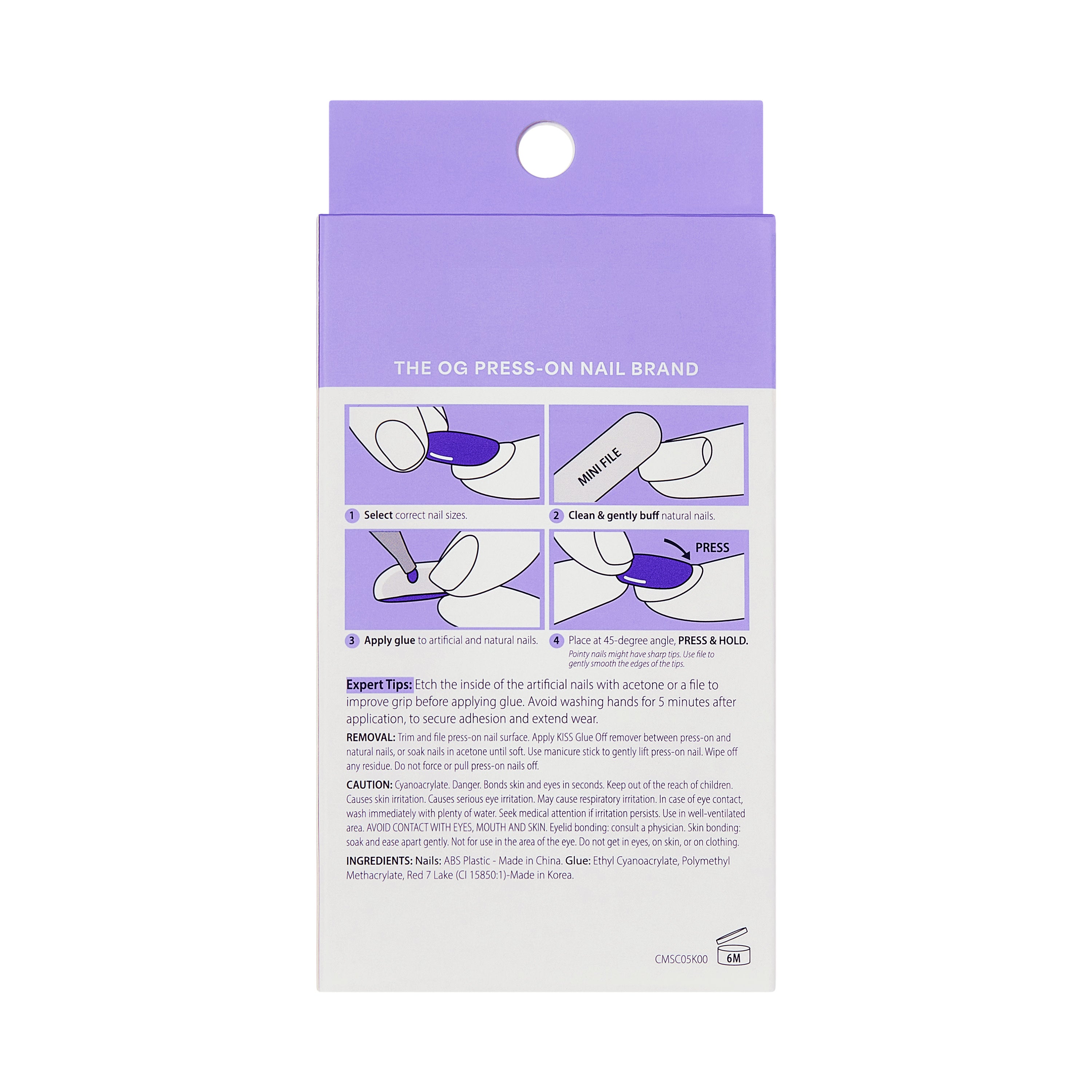 KISS CORE Magnetic Press On Nails, ‘Flaming’, Berry, Short Round, 32 Count