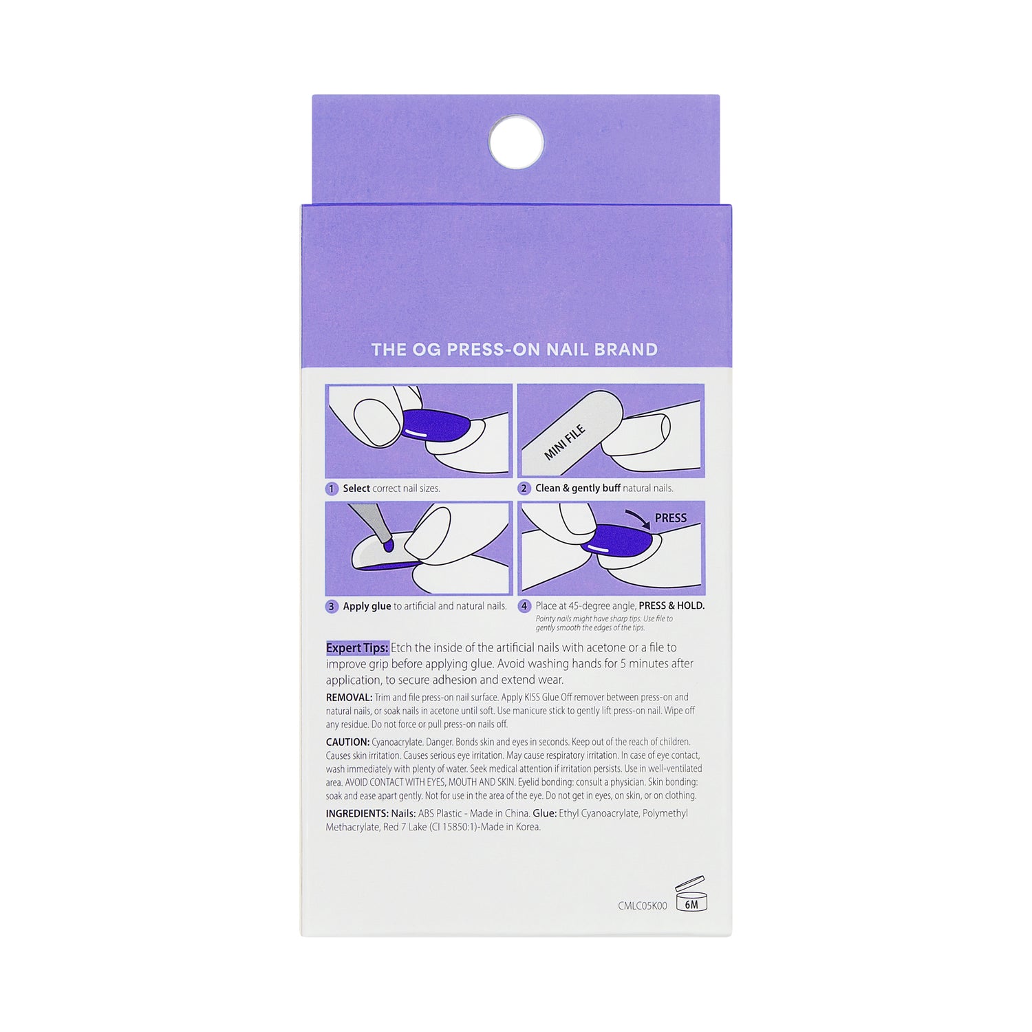 KISS CORE Magnetic Press On Nails, ‘Twinkling Stars’, Purple, Long Round, 32 Count