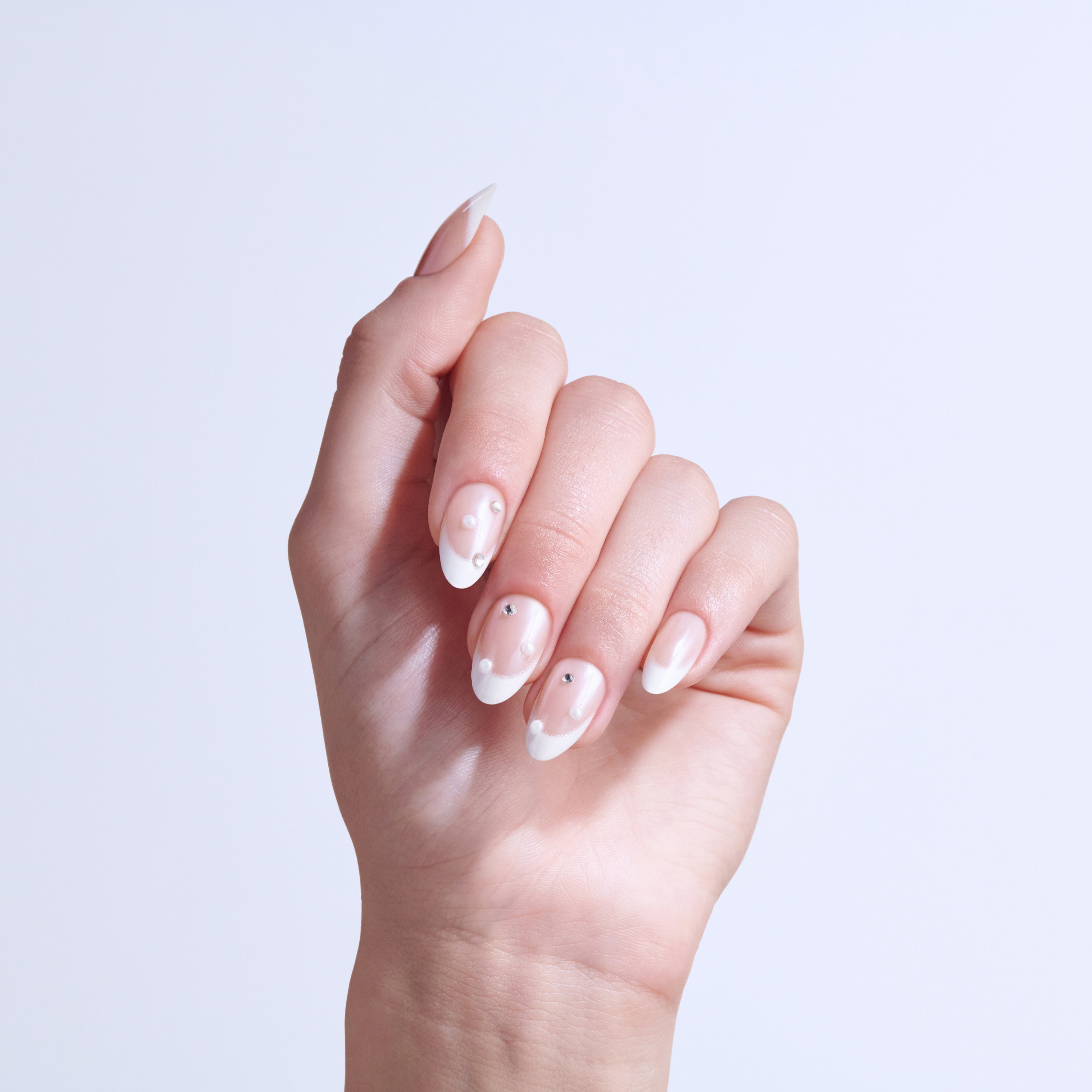 KISS GLAM 3D &amp; Jeweled Press On Nails Almond, ‘Serendipity Awaits’, Neutral, Medium, 32 Count
