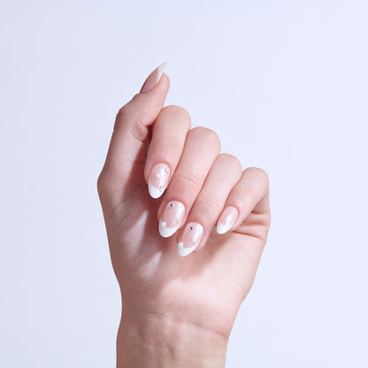 KISS GLAM 3D &amp; Jeweled Press On Nails Almond, ‘Serendipity Awaits’, Neutral, Medium, 32 Count