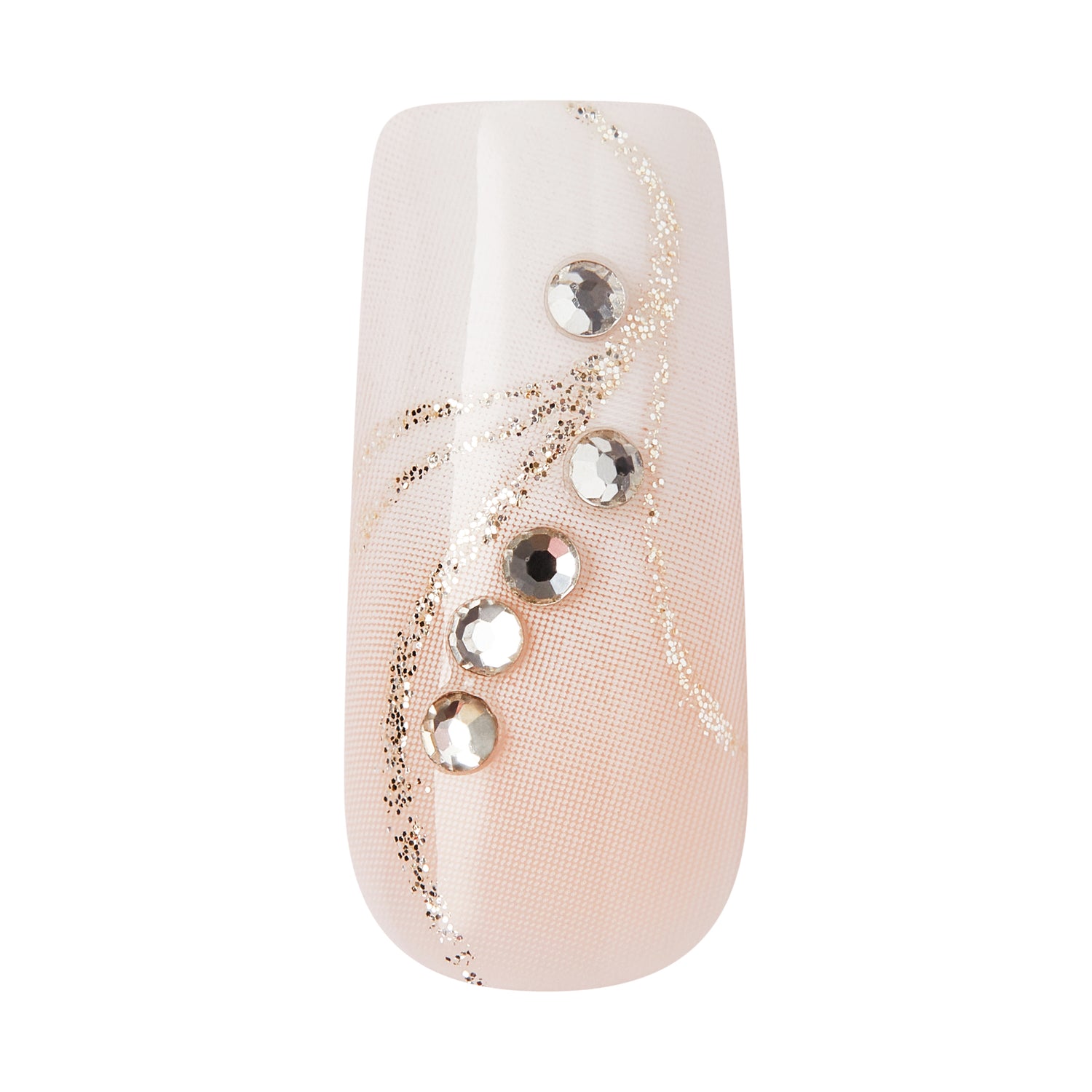 KISS GLAM 3D &amp; Jeweled Press On Nails , ‘Wrapped in Beauty’, Neutral, Long Square, 32 Count