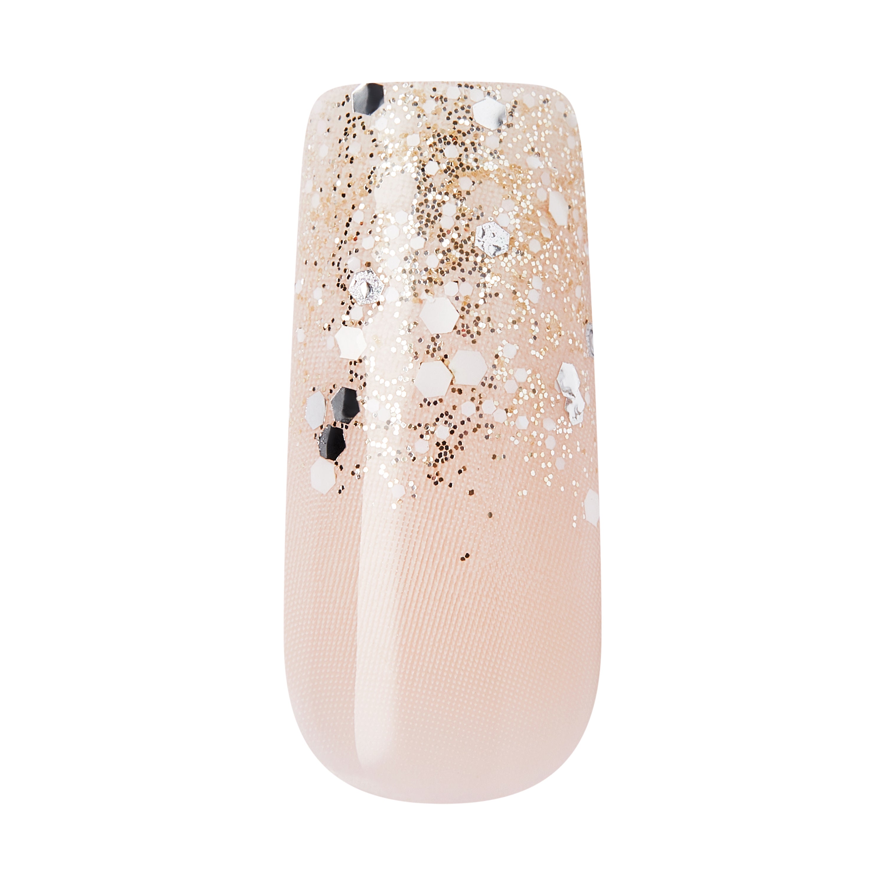 KISS GLAM 3D &amp; Jeweled Press On Nails , ‘Wrapped in Beauty’, Neutral, Long Square, 32 Count