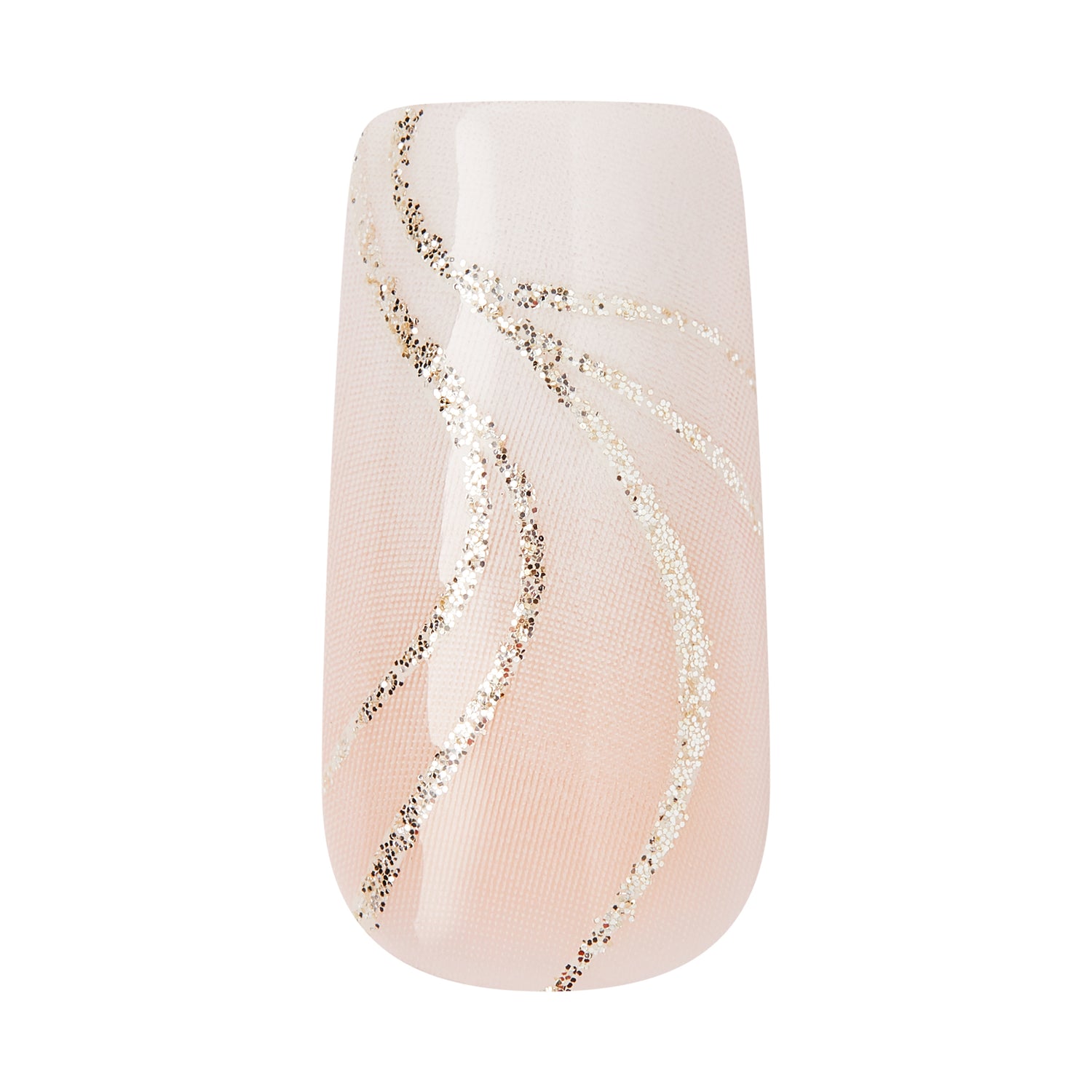 KISS GLAM 3D &amp; Jeweled Press On Nails , ‘Wrapped in Beauty’, Neutral, Long Square, 32 Count
