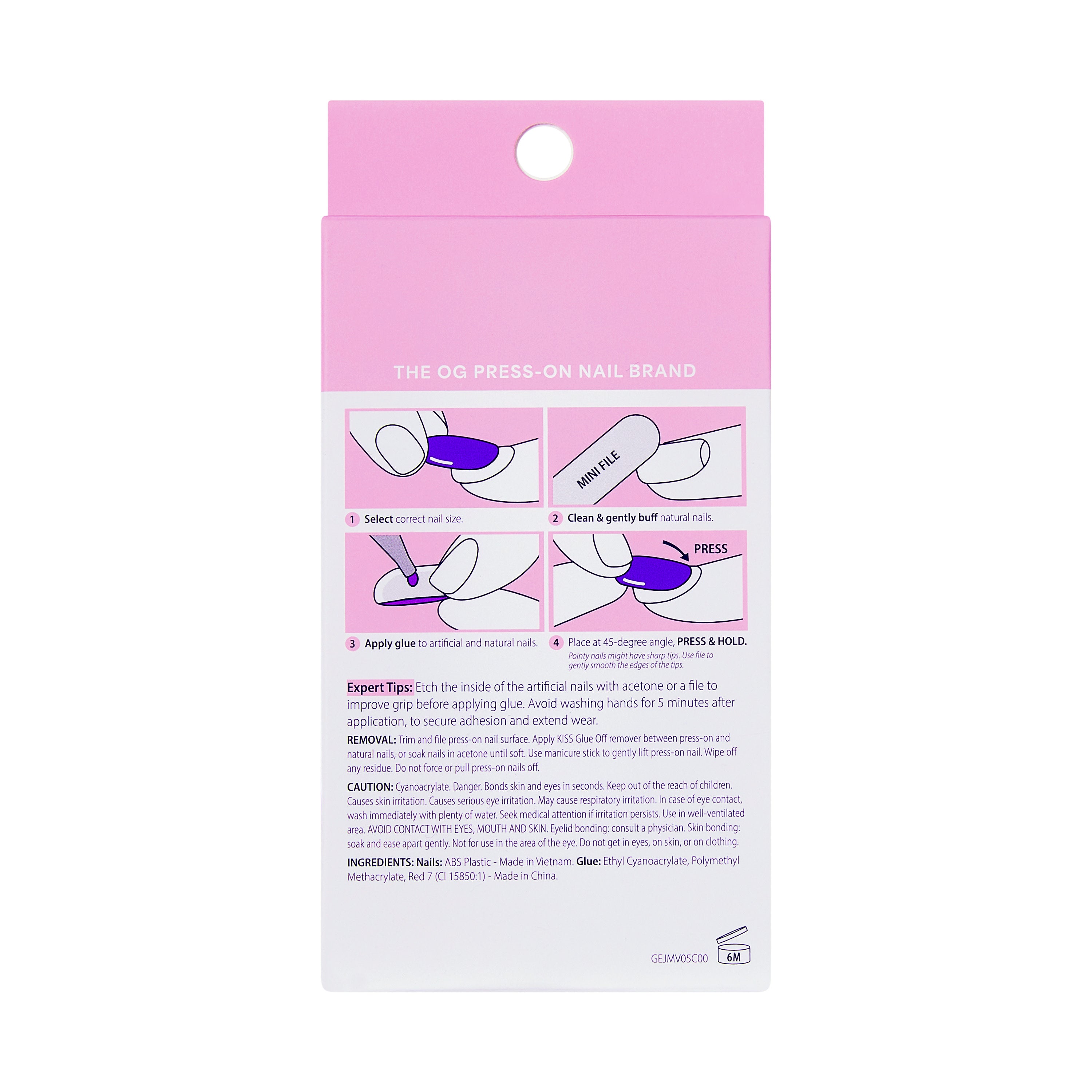 KISS GLAM 3D &amp; Jeweled Press On Nails  Almond, ‘Breeze of Bliss’, Pink, Medium, 32 Count