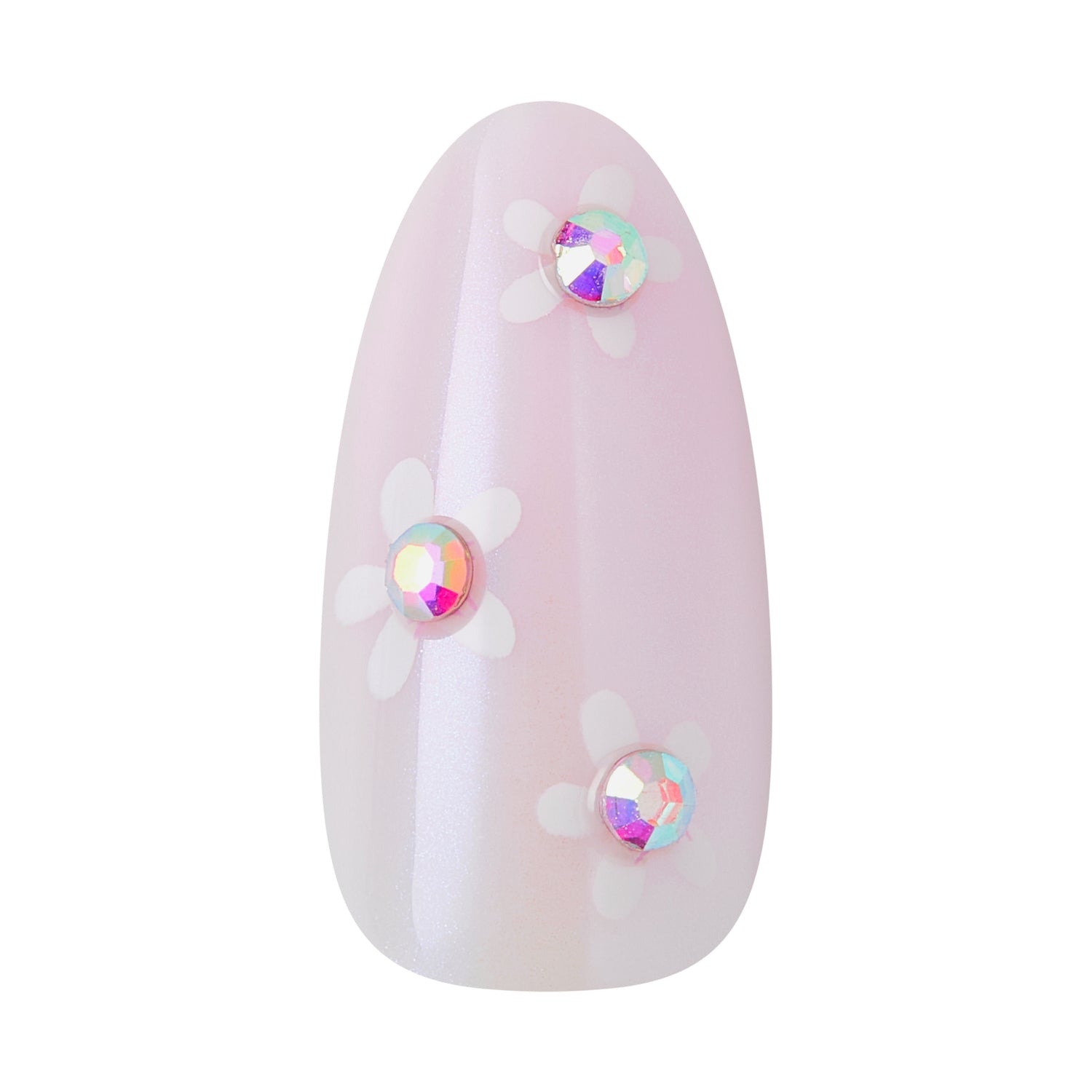 KISS GLAM 3D &amp; Jeweled Press On Nails  Almond, ‘Breeze of Bliss’, Pink, Medium, 32 Count