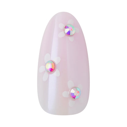 KISS GLAM 3D &amp; Jeweled Press On Nails  Almond, ‘Breeze of Bliss’, Pink, Medium, 32 Count