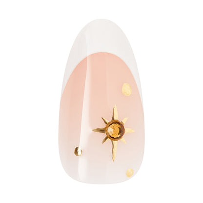 KISS GLAM 3D &amp; Jeweled Press On Nails  Almond, ‘Zephyr’, Neutral, Medium Length, 32 Count