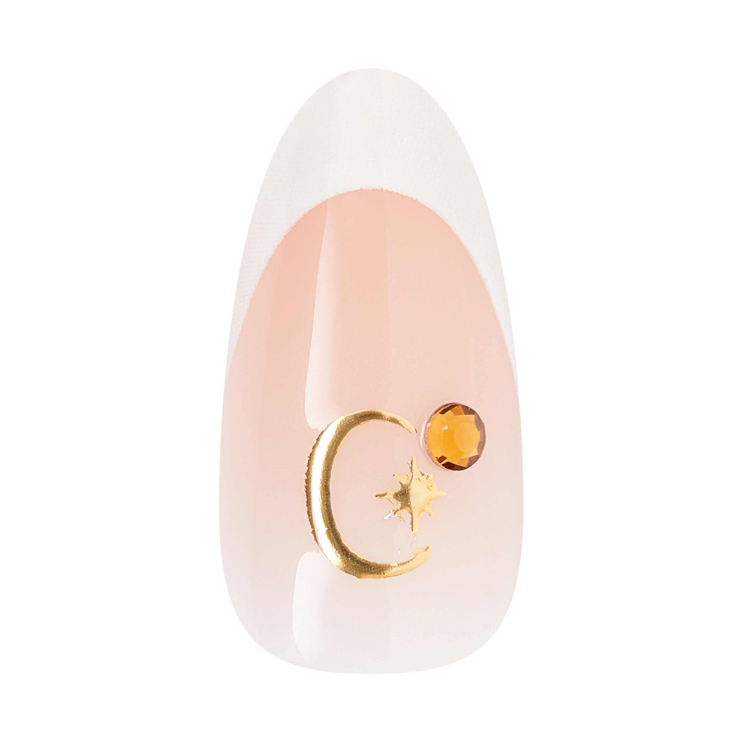 KISS GLAM 3D &amp; Jeweled Press On Nails  Almond, ‘Zephyr’, Neutral, Medium Length, 32 Count