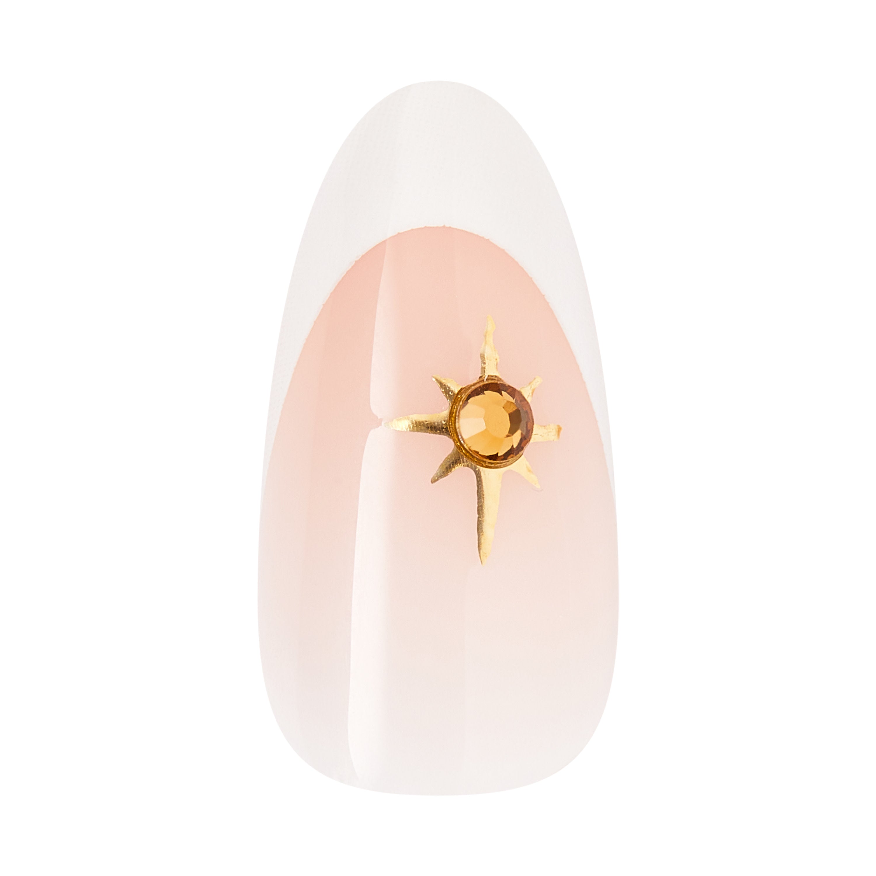 KISS GLAM 3D &amp; Jeweled Press On Nails  Almond, ‘Zephyr’, Neutral, Medium Length, 32 Count