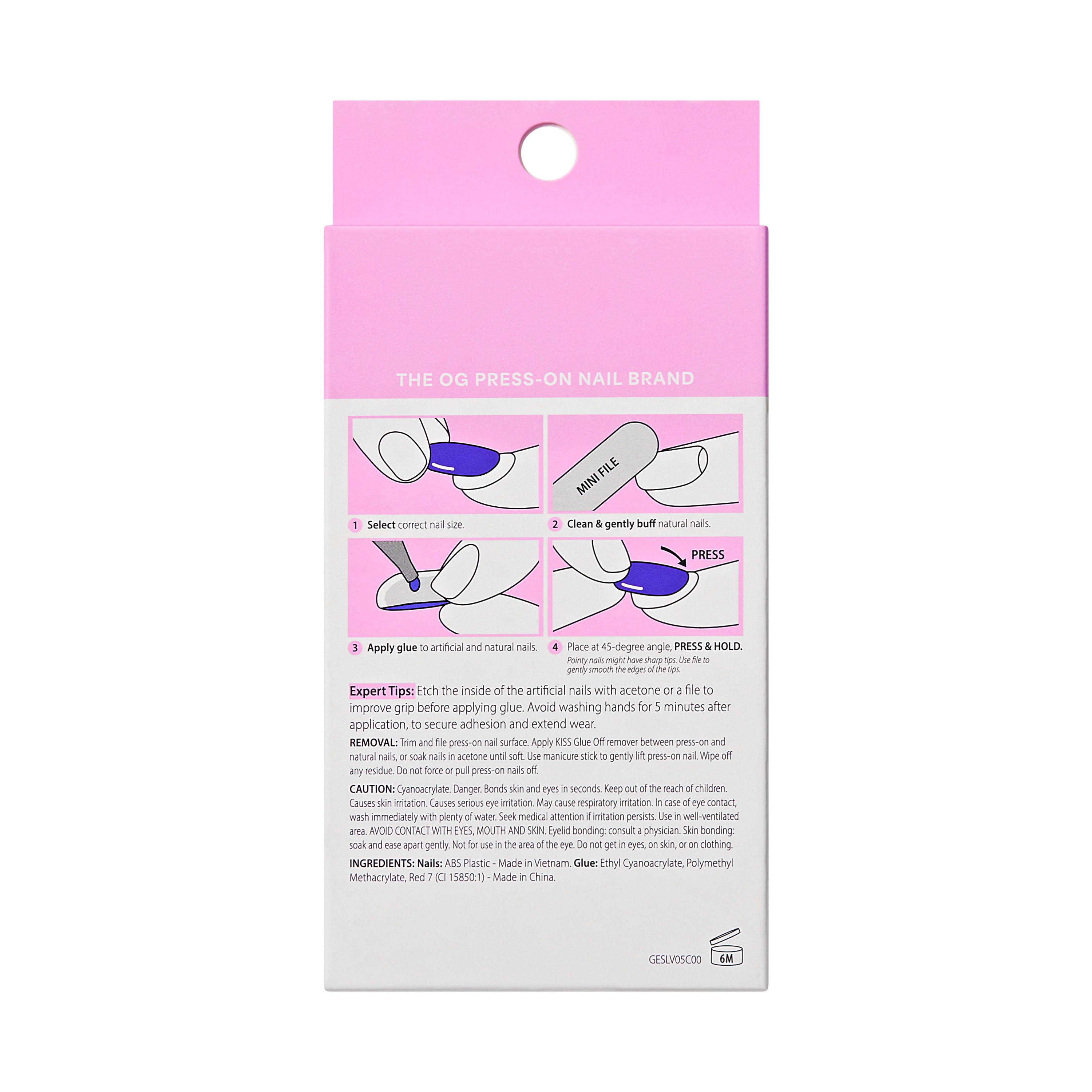 KISS GLAM Embellished Press On Nails Almond, ‘Day n Night’, Beige, Long Length, 32 Count