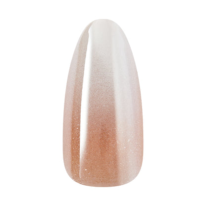 KISS GLAM Embellished Press On Nails Almond, ‘Day n Night’, Beige, Long Length, 32 Count