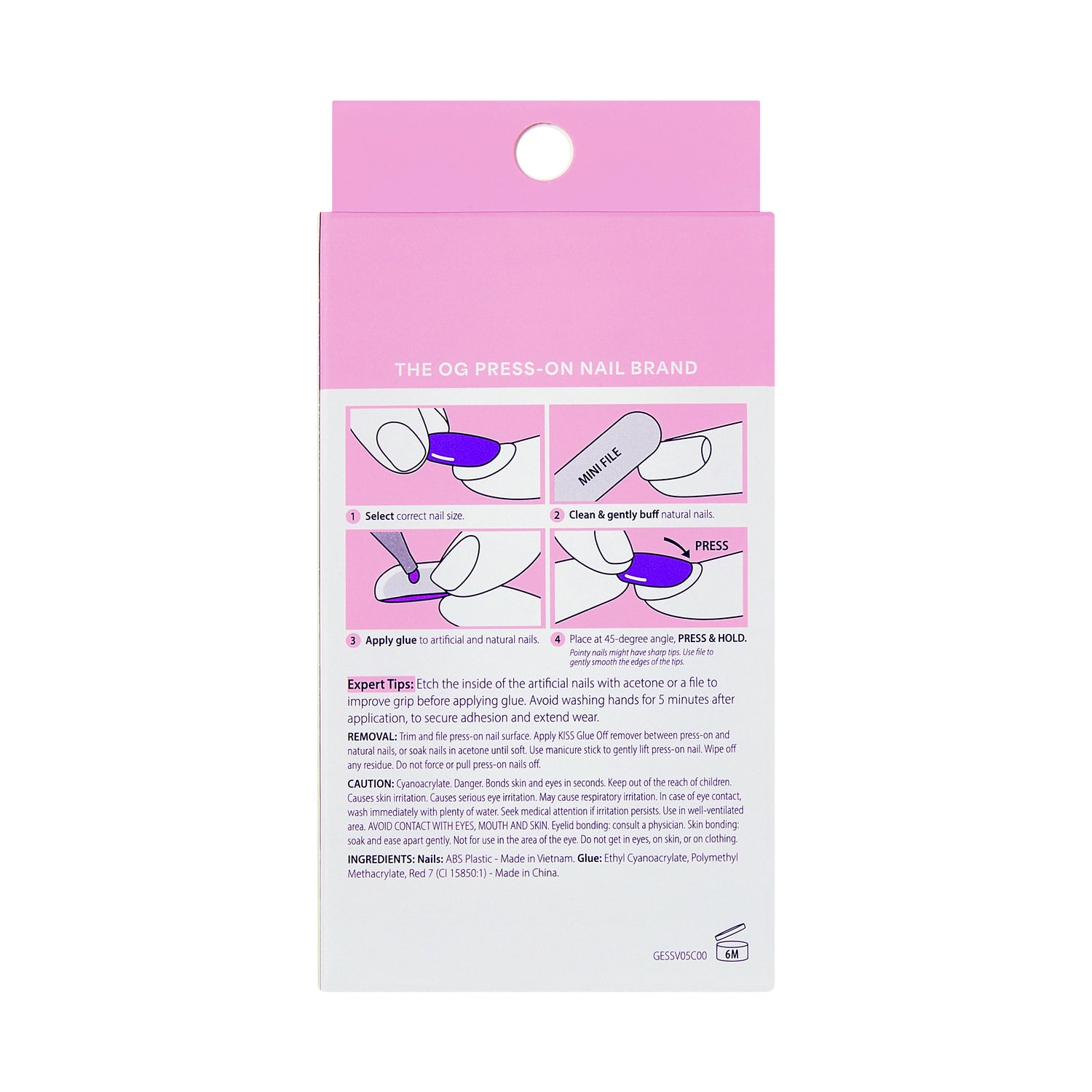 KISS GLAM Embellished Press On Nails, ‘Celestique’, Blue, Short Round, 32 Count