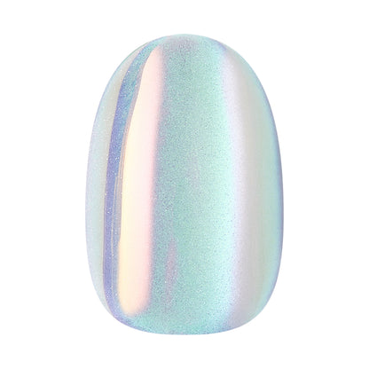 KISS GLAM Embellished Press On Nails, ‘Celestique’, Blue, Short Round, 32 Count