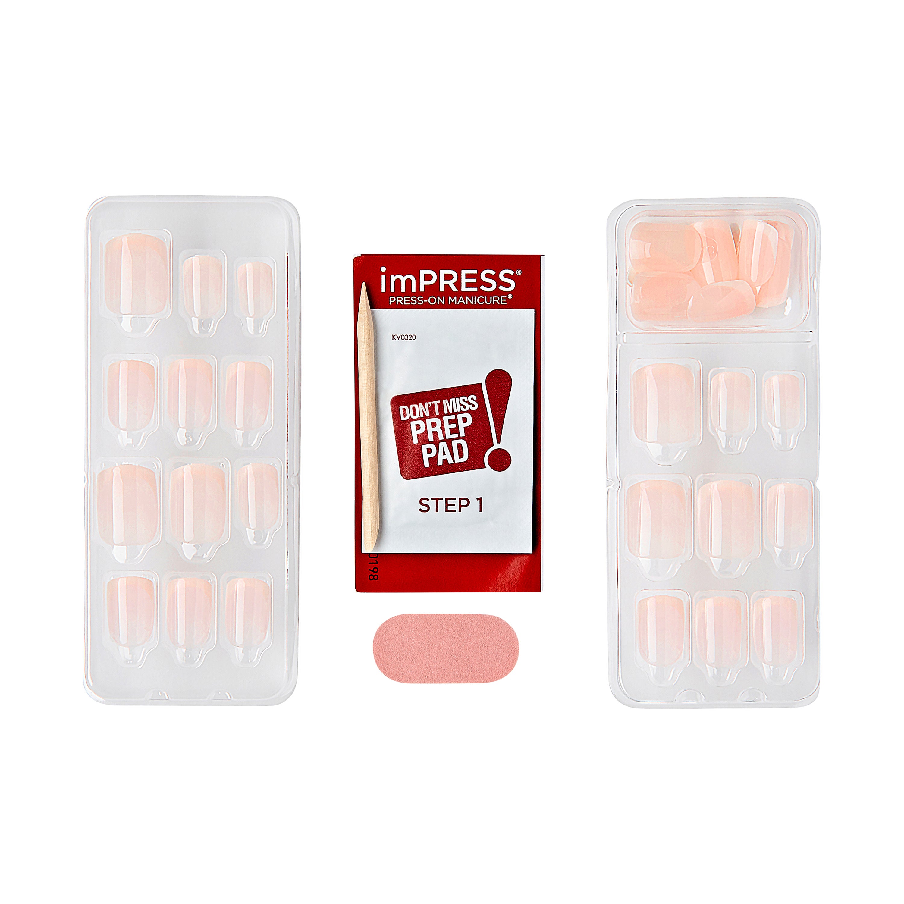 imPRESS Bare French Press On Nails, No Glue Needed, White Tips, Short Square, 30 Ct.